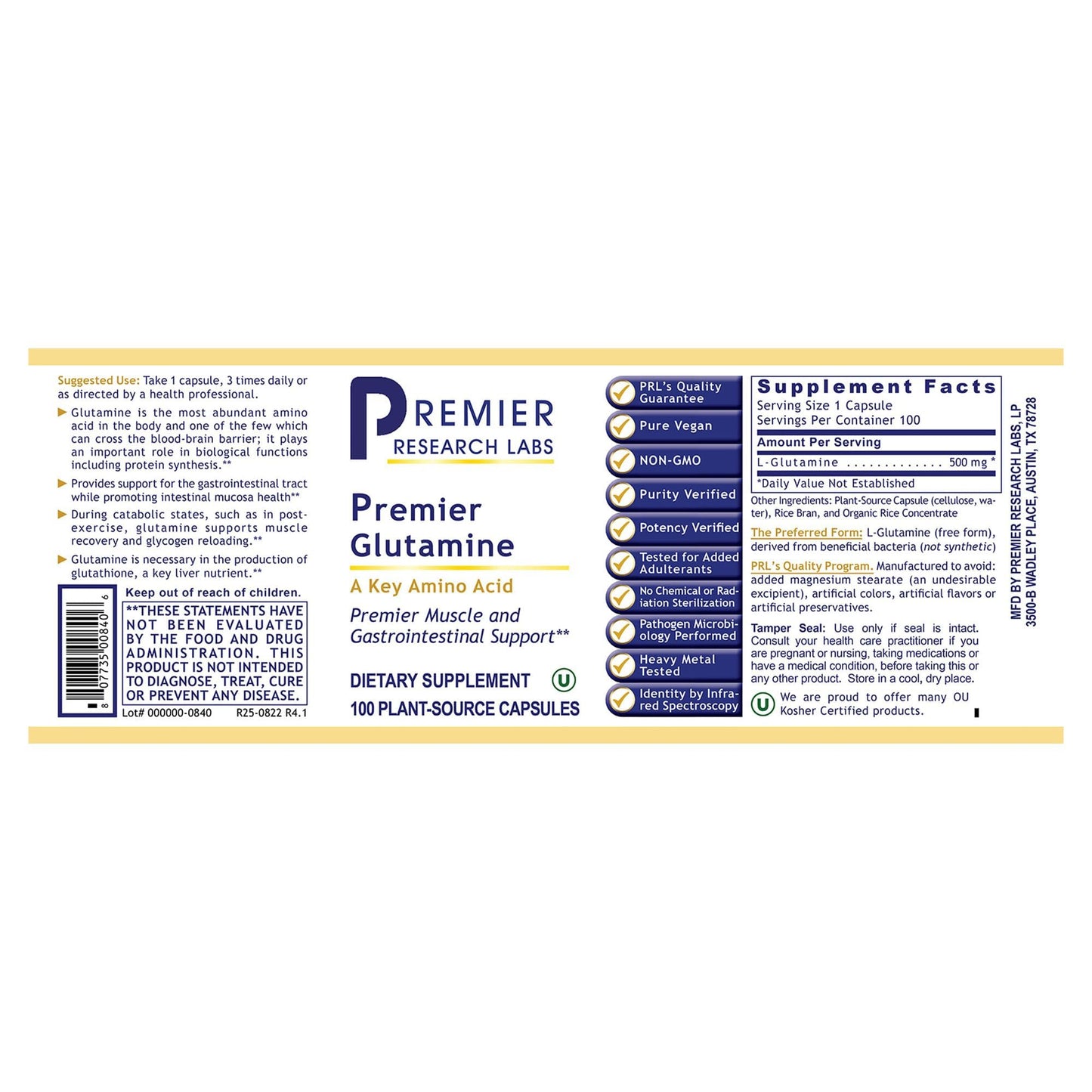 Premier Research Labs Glutamine Capsule 100