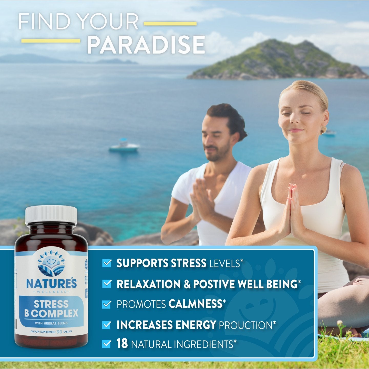 Natures Wellness Vitamin B Complex Stress Relief Tablets, 90