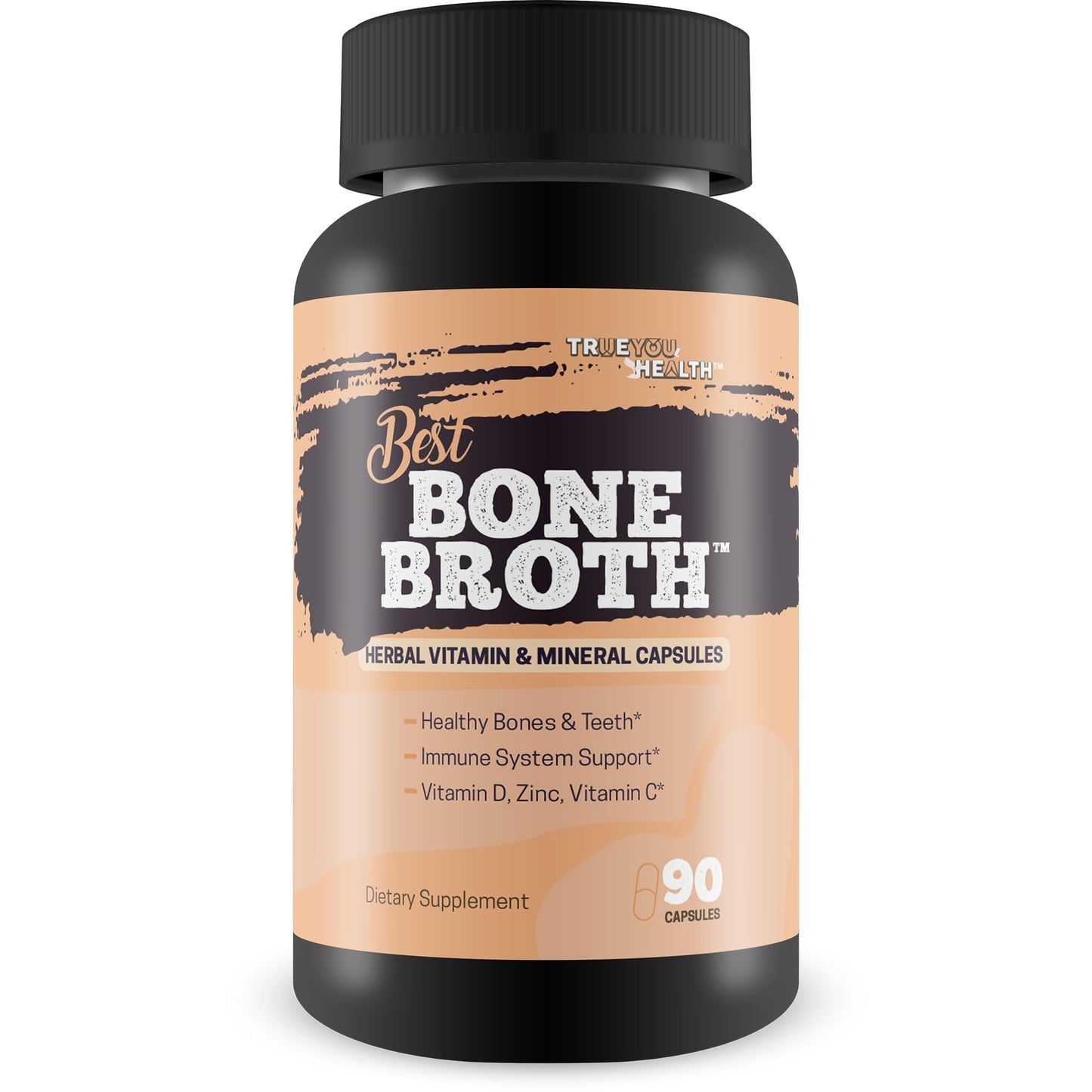True You Health Bone Broth Capsules - Bone Health & Immunity Support, Vitamin D, 90 Capsules