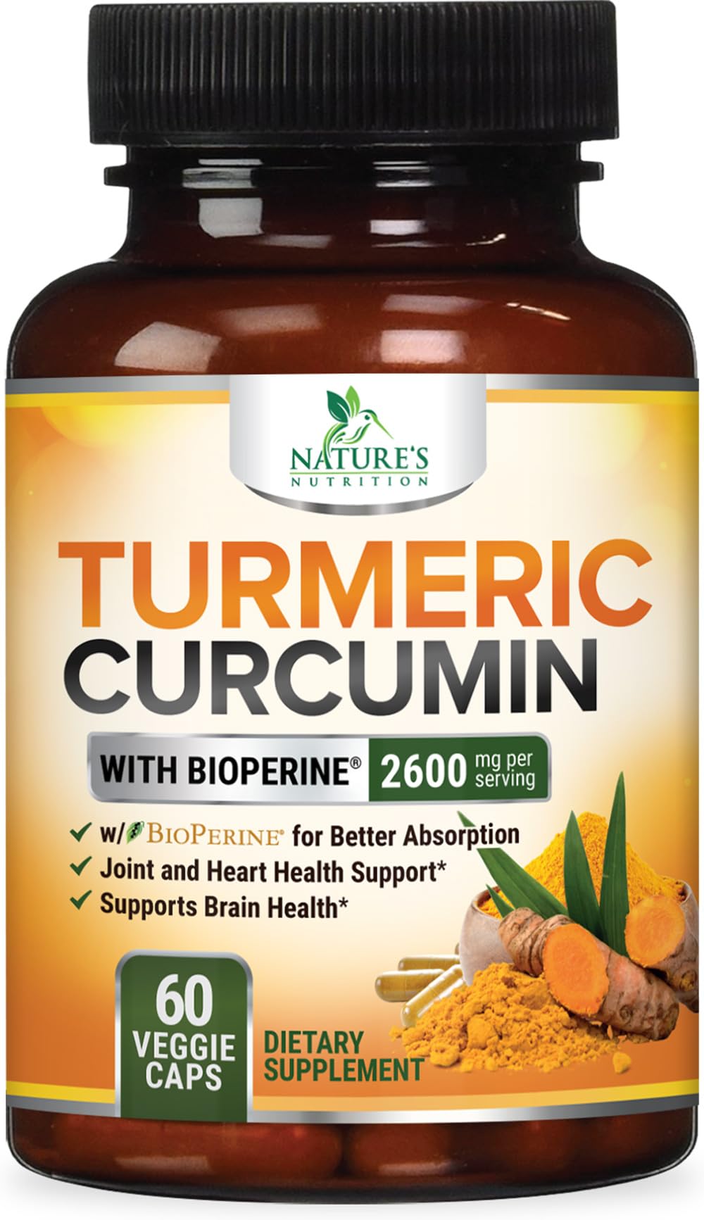 Nature's Nutrition Turmeric Curcumin Supplement Capsule, 60 Capsules