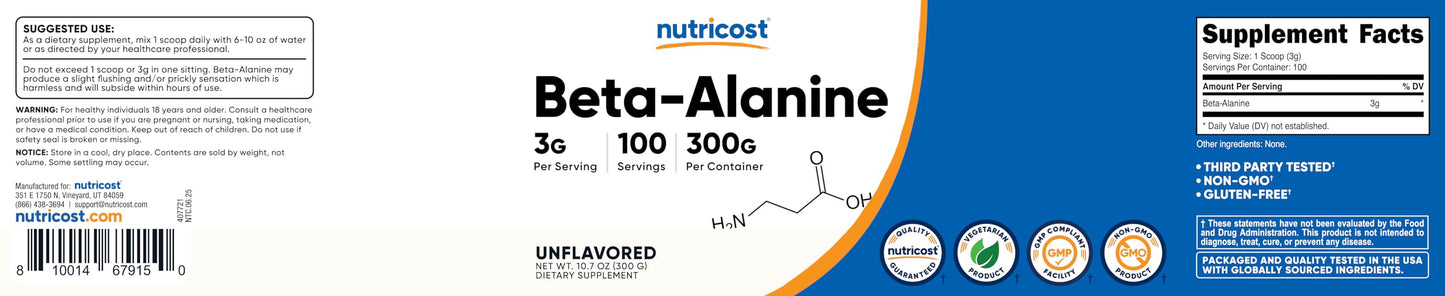 Nutricost Beta Alanine Powder 10.6 oz