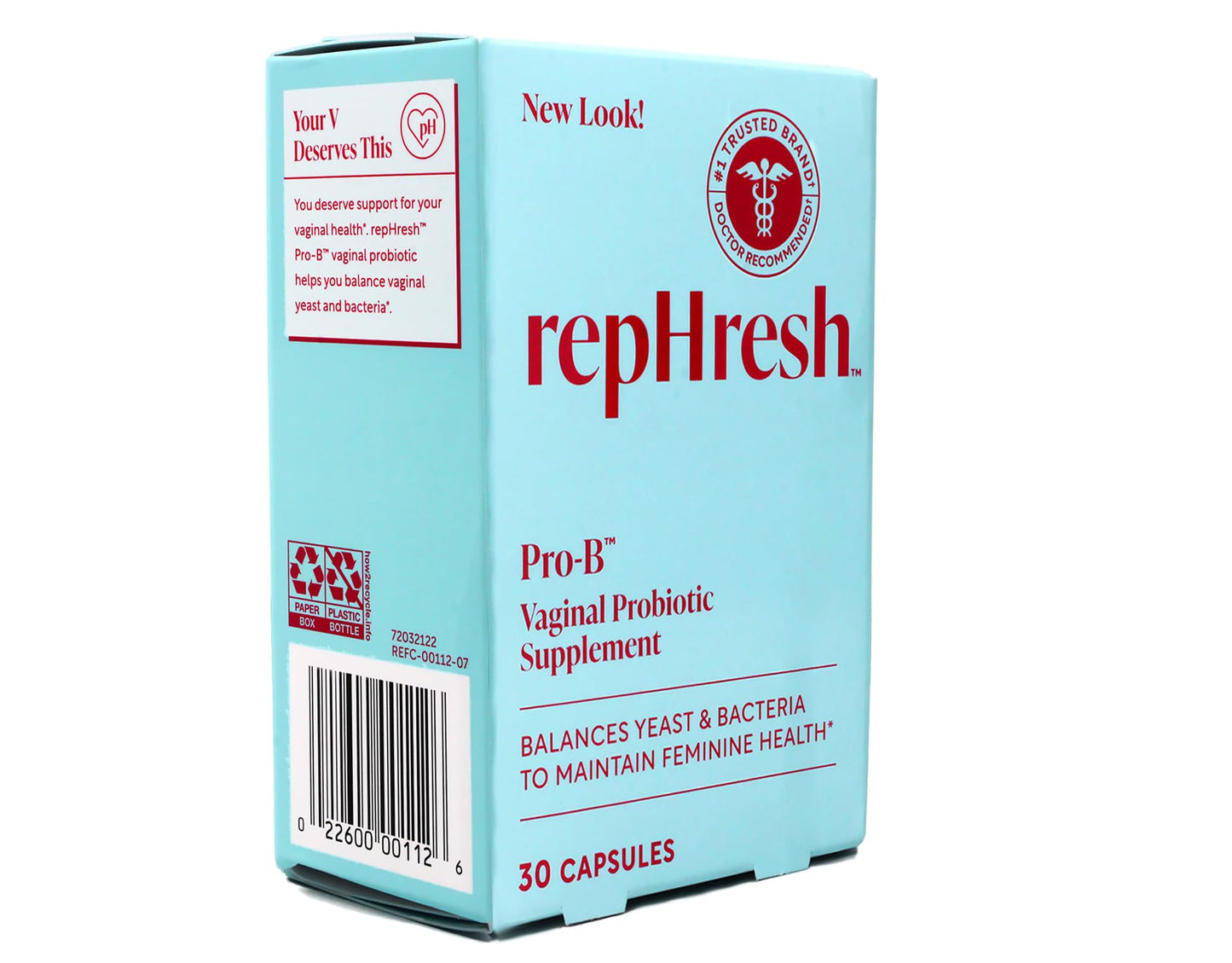 RepHresh Pro-B Probiotic Feminine Supplement Capsules, 3 Count