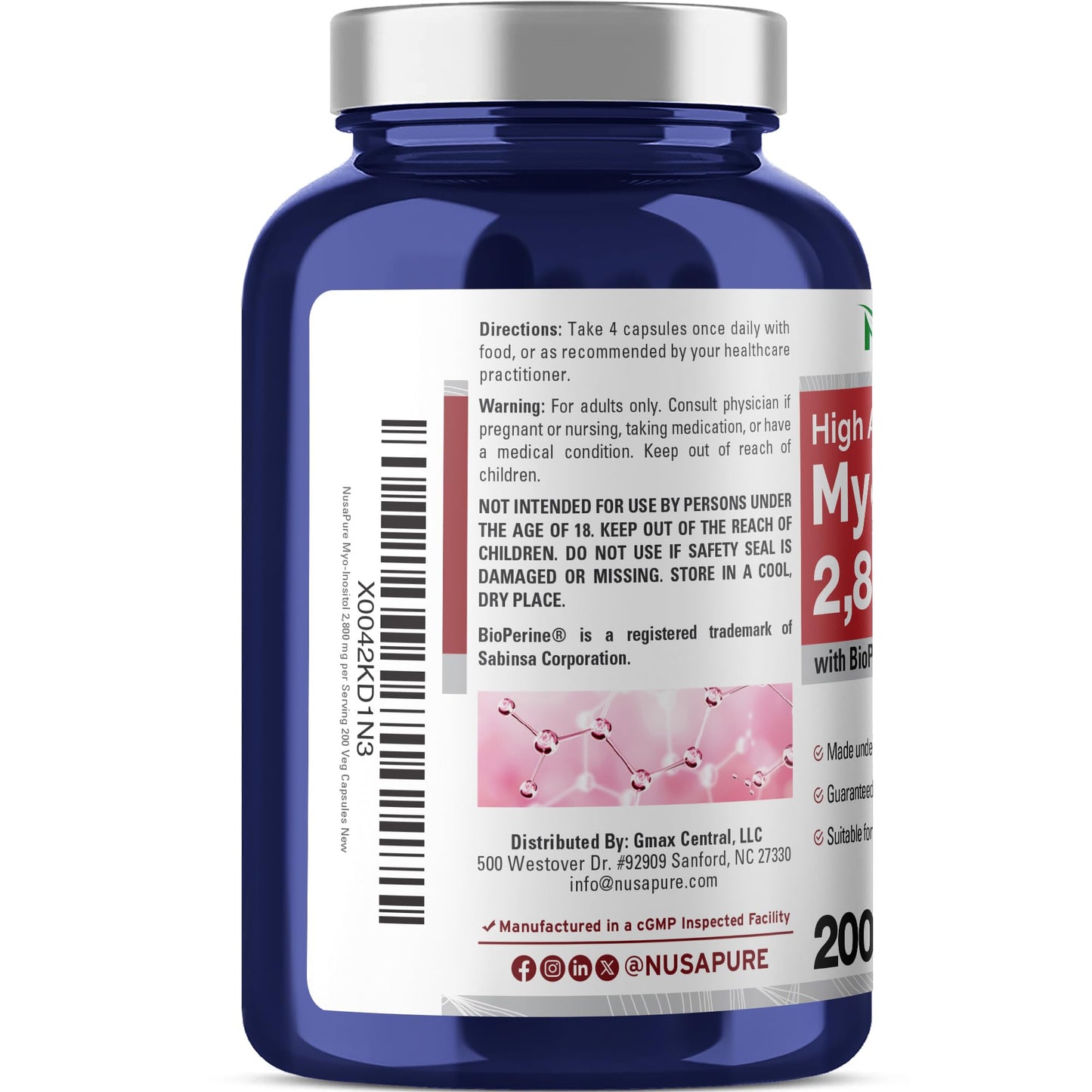 NusaPure Myo-Inositol Capsule, 200 Capsules