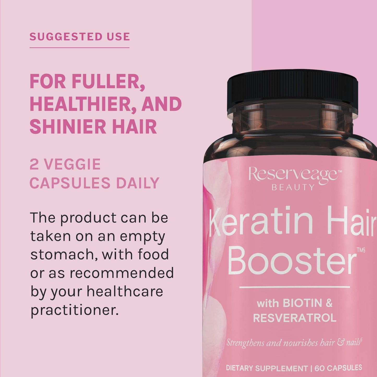 Reserveage Nutrition Ultra Collagen Booster & Keratin Hair Booster Capsules, 120 Count