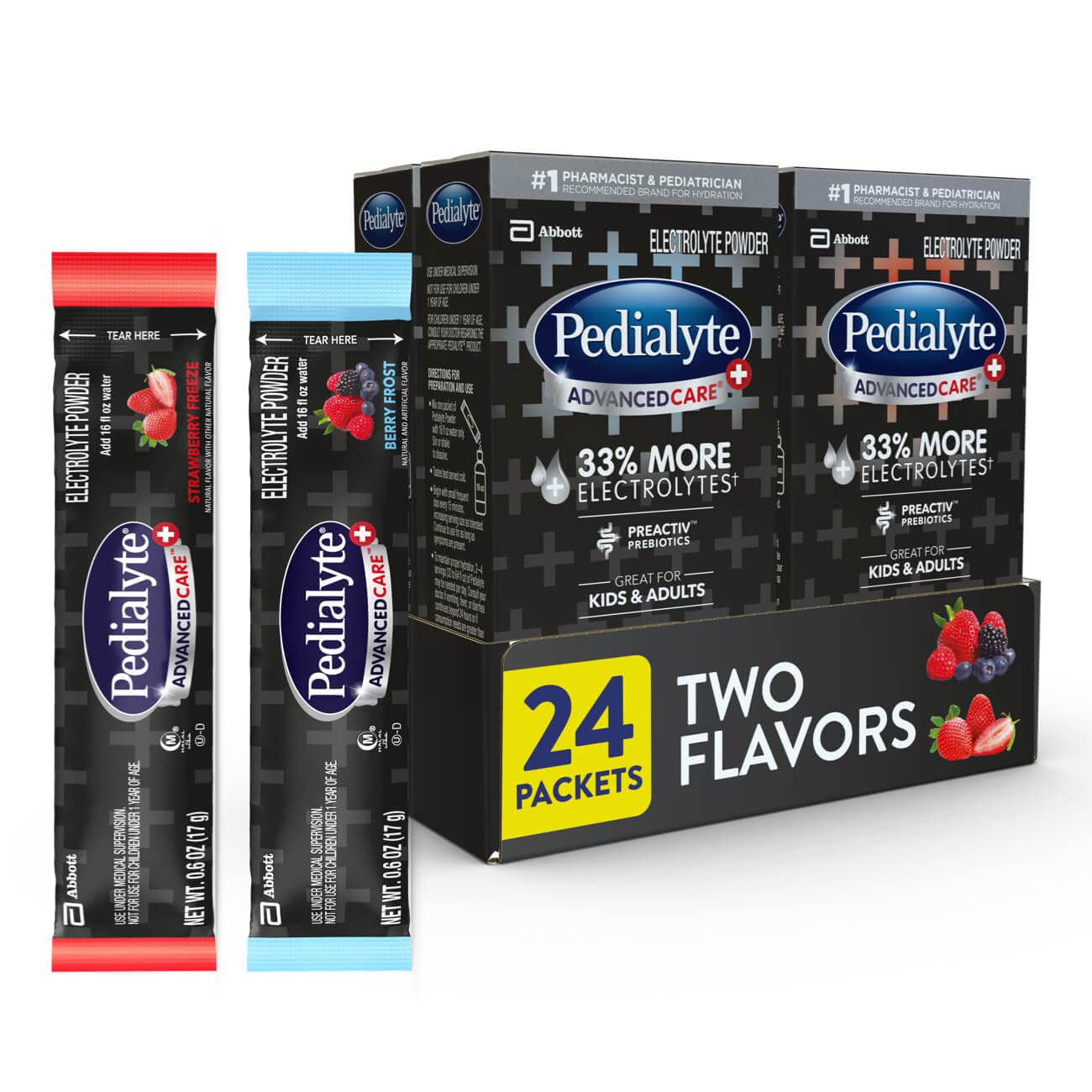 Pedialyte AdvancedCare Plus Electrolyte Powder, 24 Count