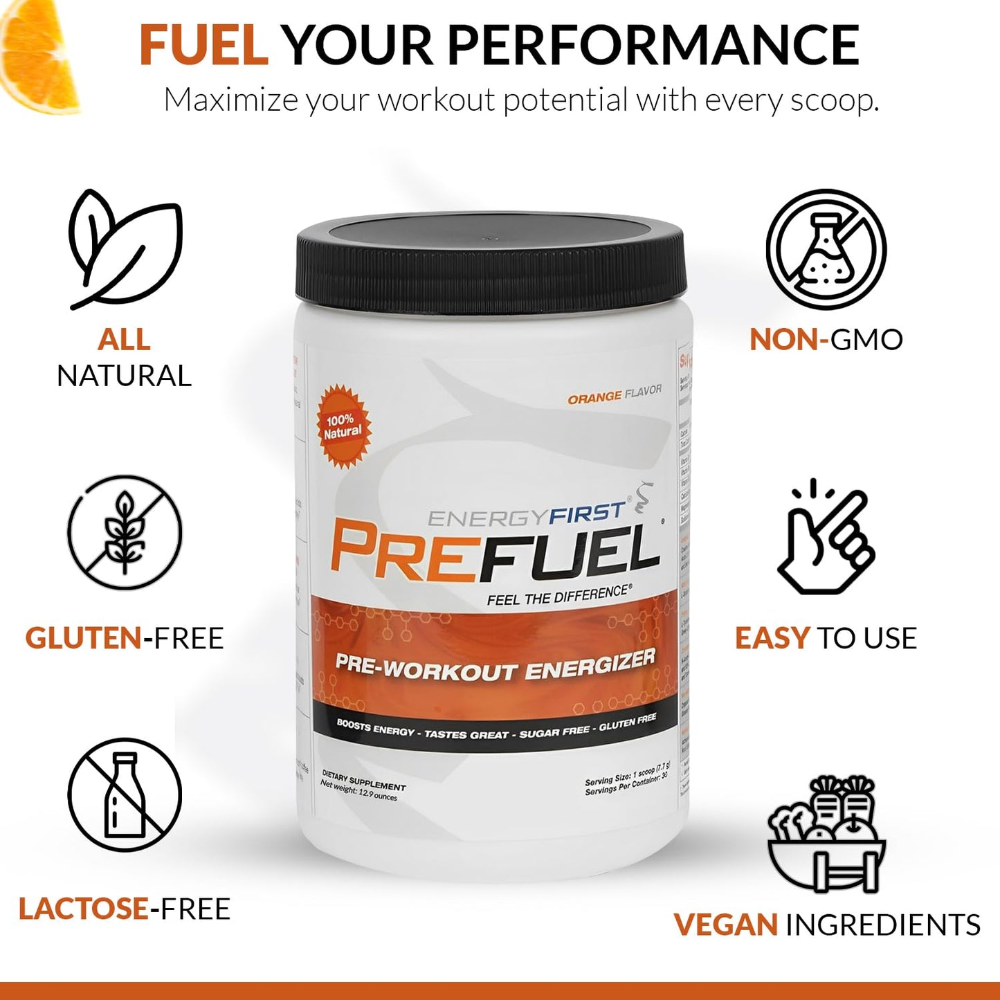 EnergyFirst Prefuel Vegan Pre-Workout Powder 8.6 oz