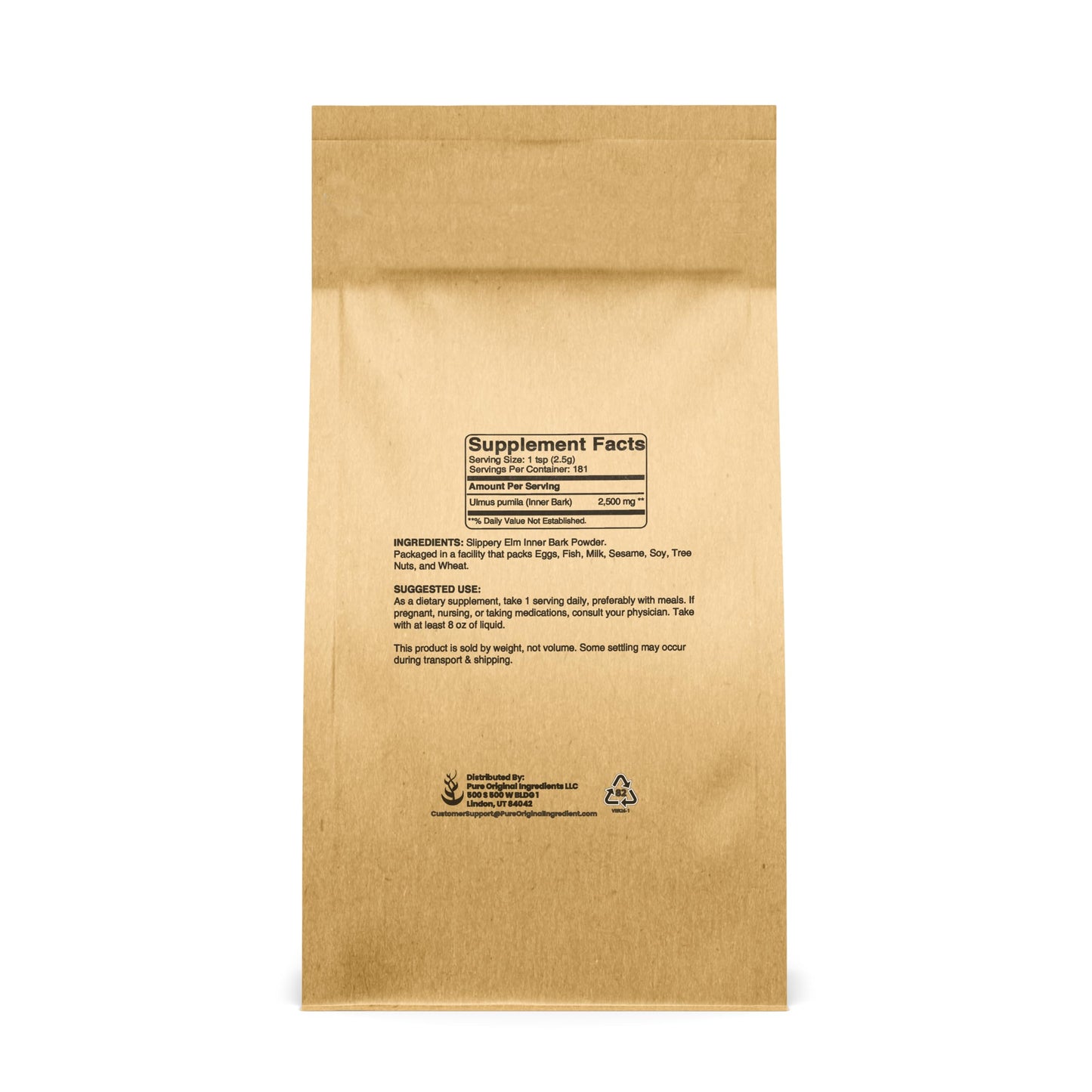 PURE ORIGINAL INGREDIENTS Slippery Elm Bark Powder 16 oz