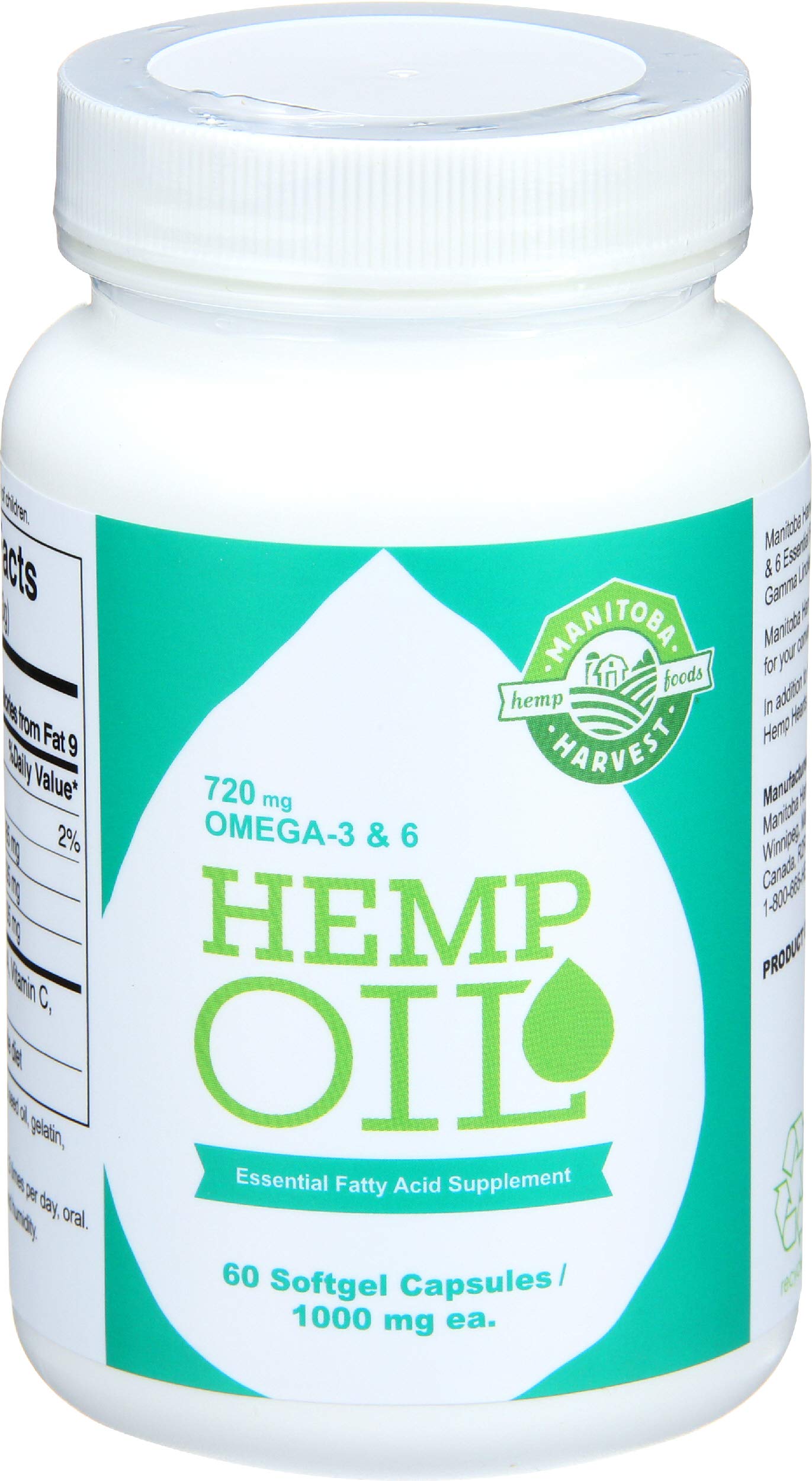 Manitoba Harvest Hemp Seed Oil Capsules 1000mg 60 Count
