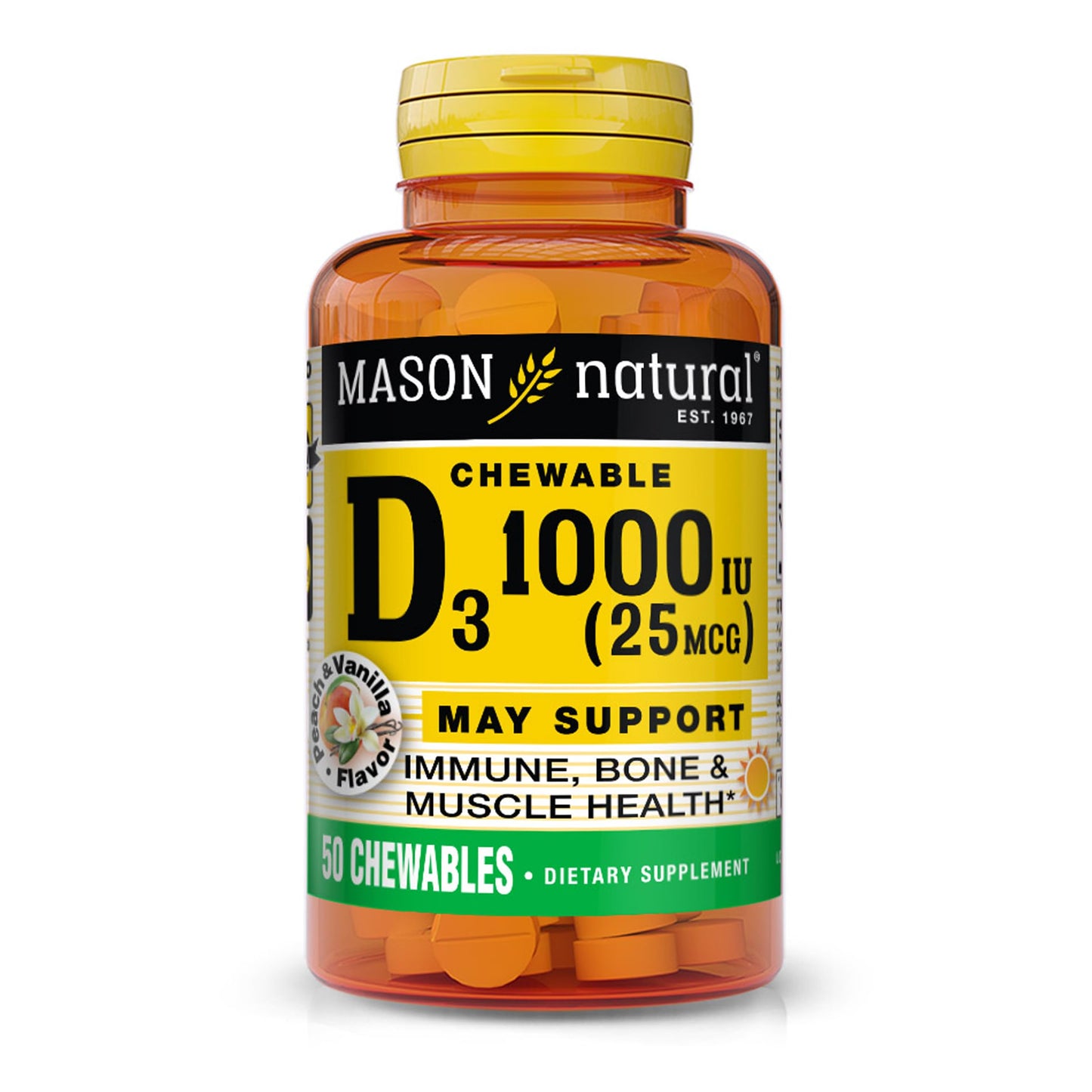 Mason Natural Vitamin D3 1000 IU Chewable Tablets, 50 Count