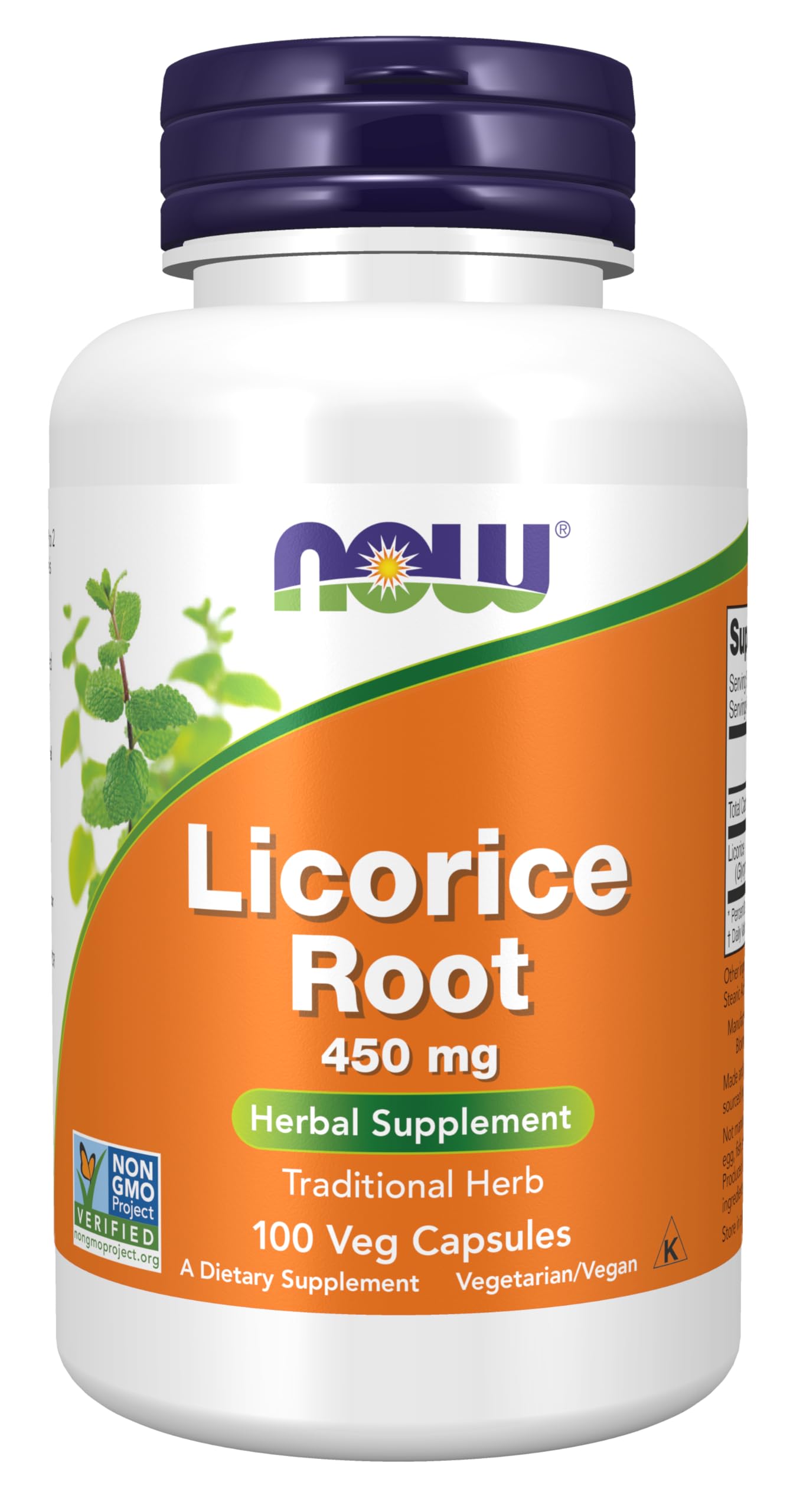 NOW Foods Licorice Root 450 mg Capsule, 100 Veg Capsules