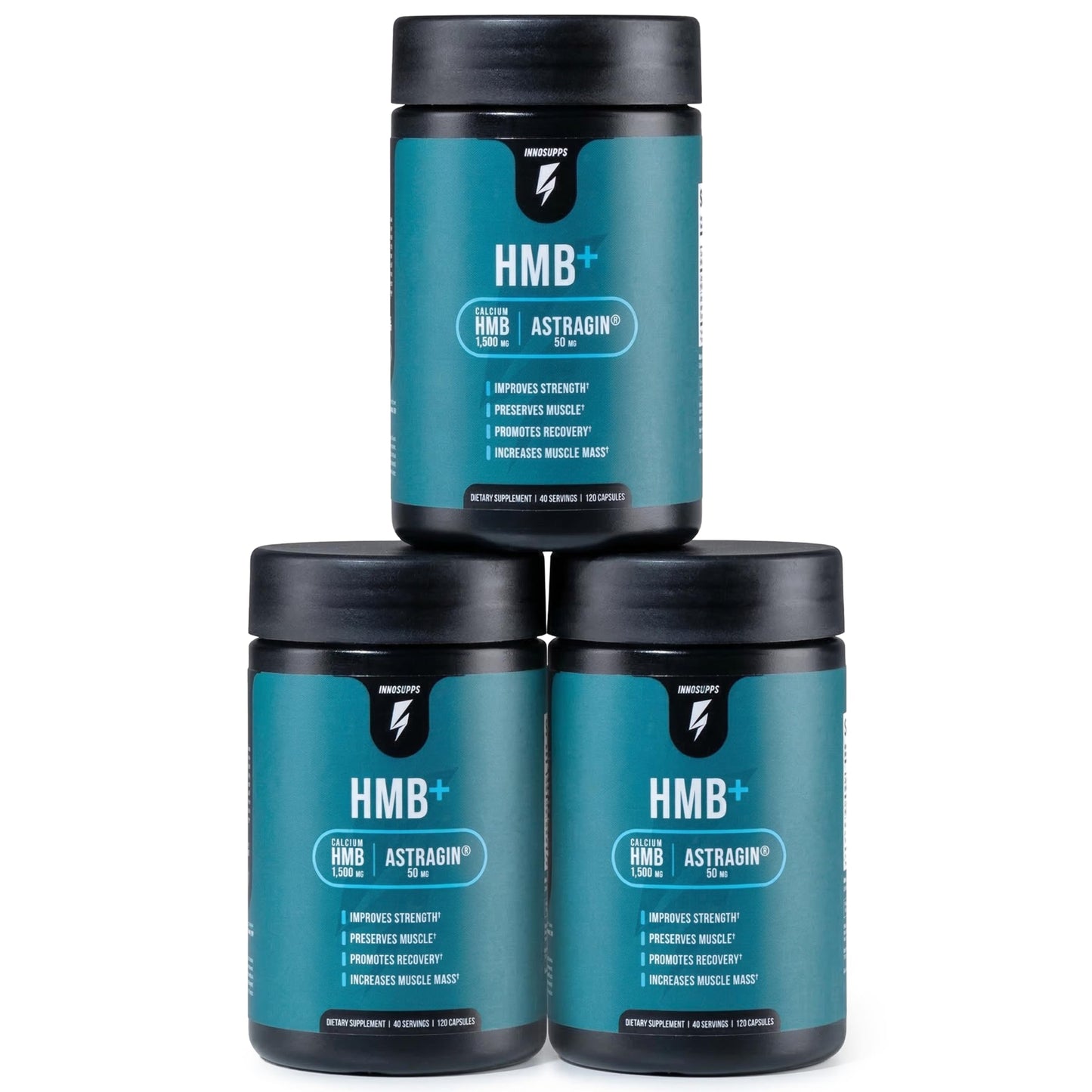 InnoSupps HMB+ 1500mg HMB (Beta-Hydroxy Methylbutyrate) & 50mg Astragin Veggie Capsules, 360 Count