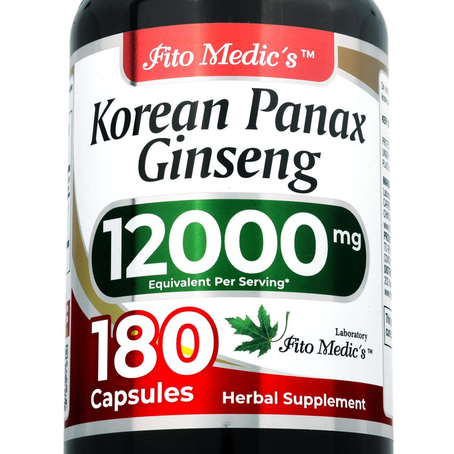 FITO MEDIC'S Korean Ginseng Root Panax Ginseng Capsules 180 Capsules