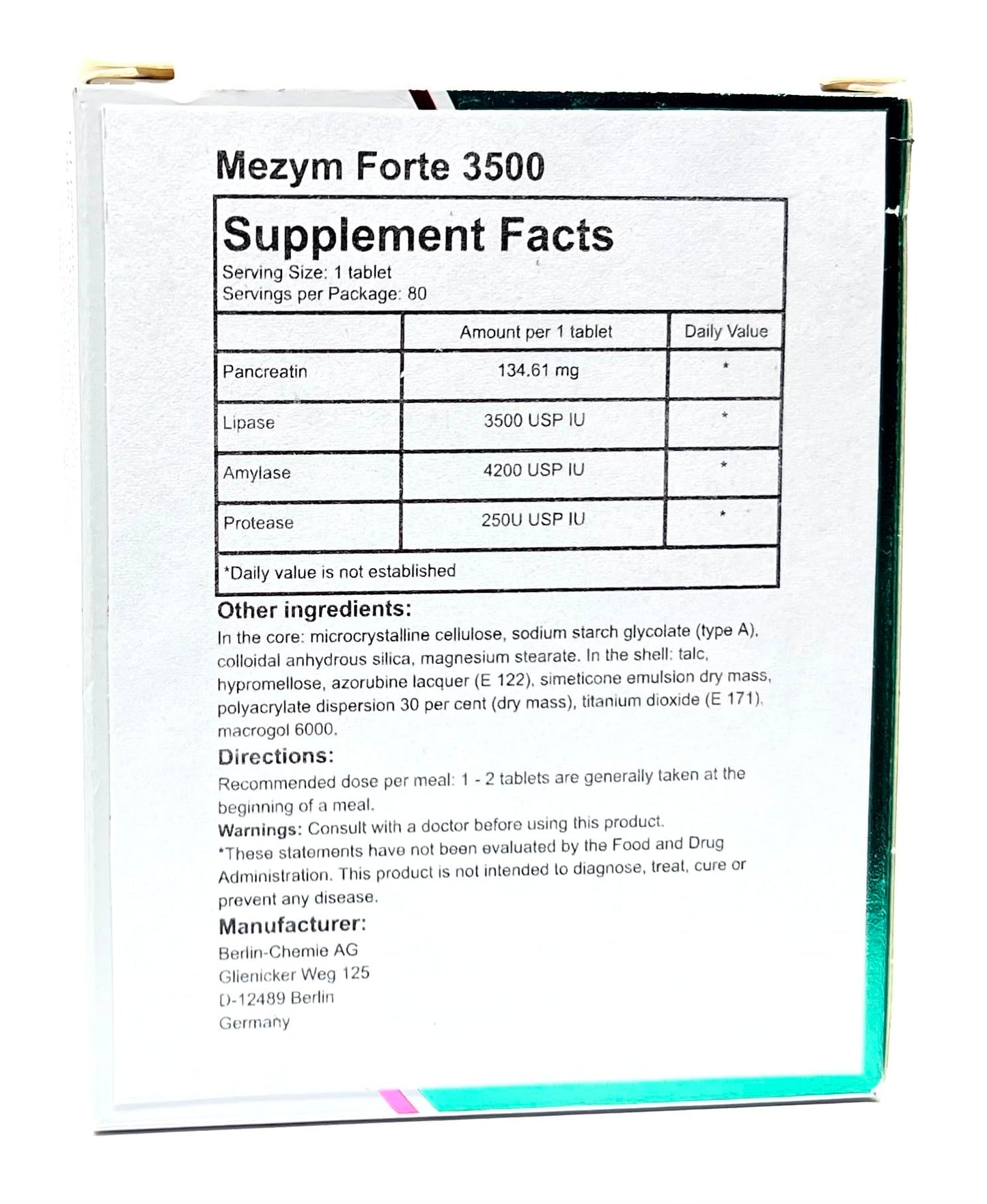 LOCUS REGIT ACTUM 3500 Forte Pancreatin Enzymes 80 Tablets