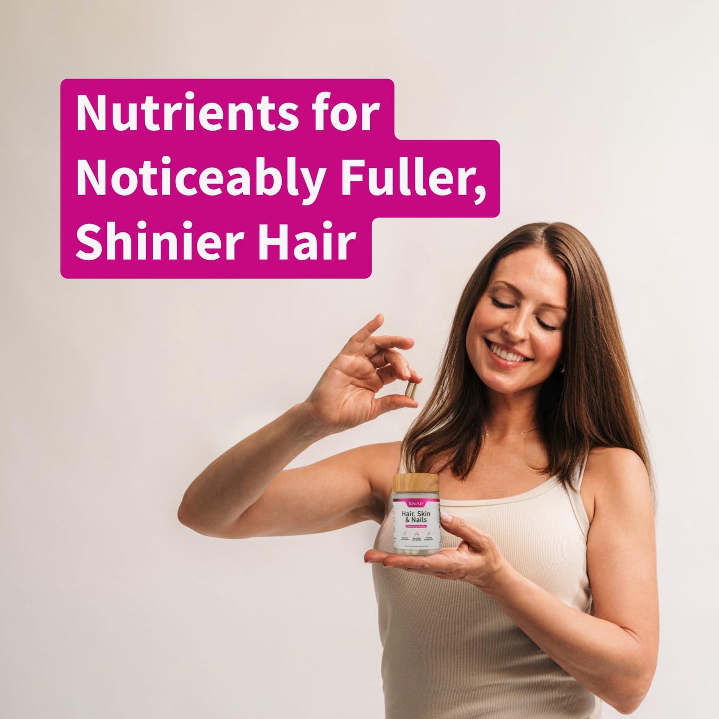 Snap Supplements Hair, Skin and Nails Vitamins Capsules, 60 Capsules