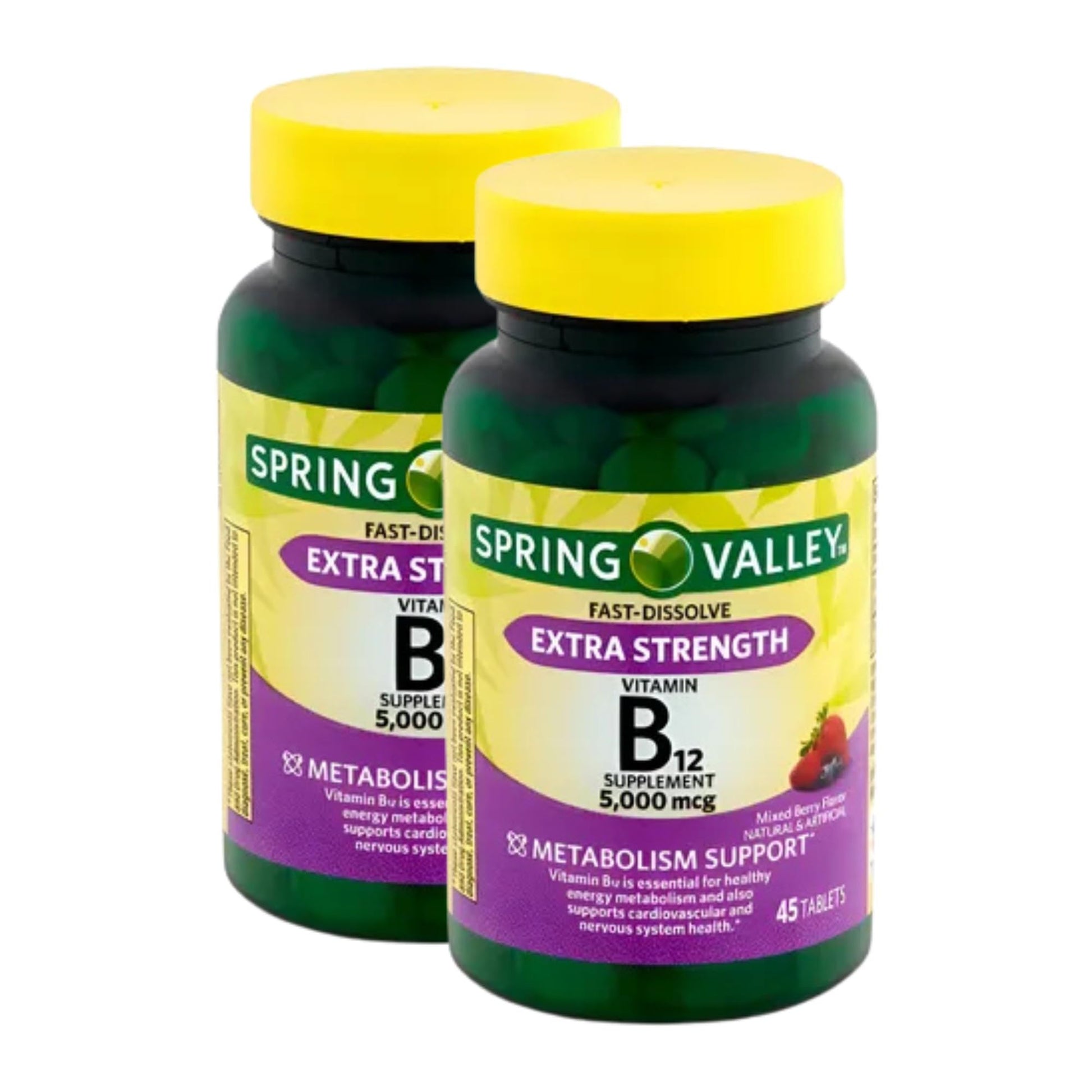 Unique Bundle Store Extra Strength Vitamin B12 5000 mcg - 45 Tablets, Mixed Berry Flavor, Fast Dissolve B12 Vitamins, Daily B12 Supplement for Metabolism Support