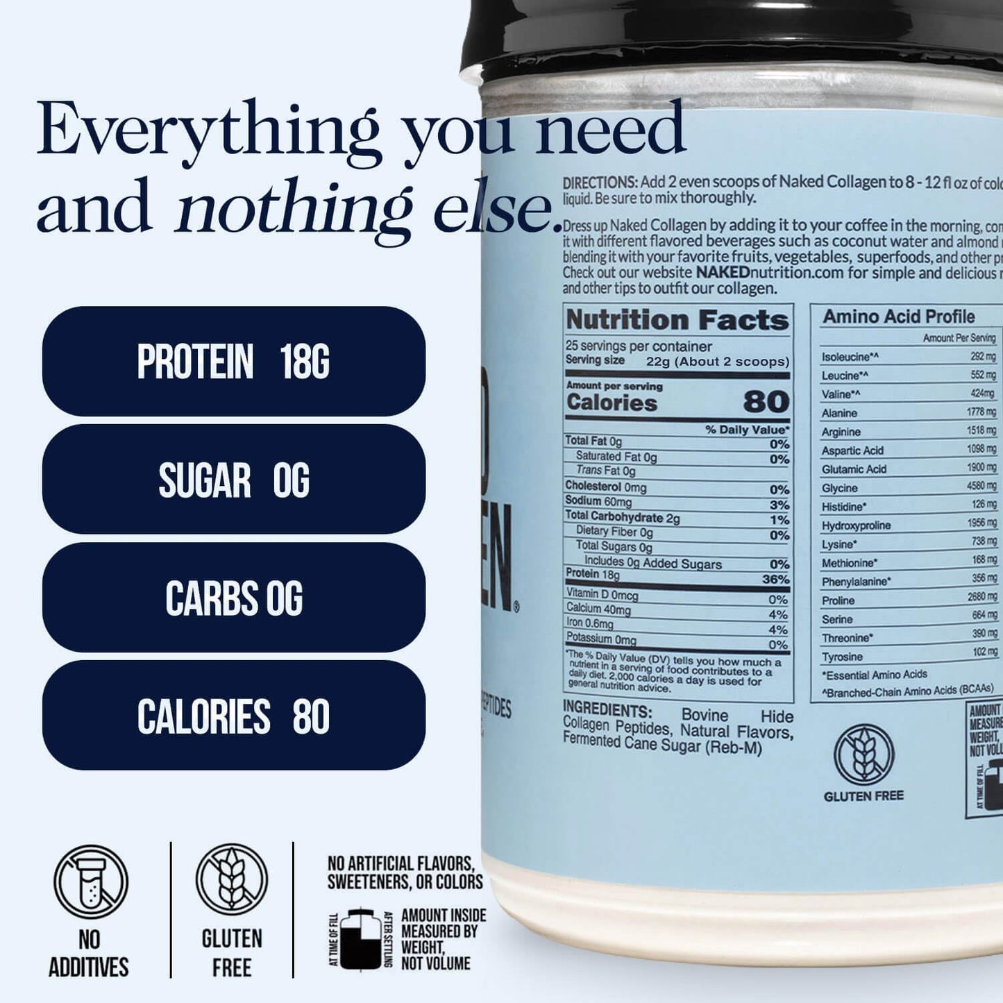 NAKED Caramel Collagen Peptides Protein Powder, 20 oz