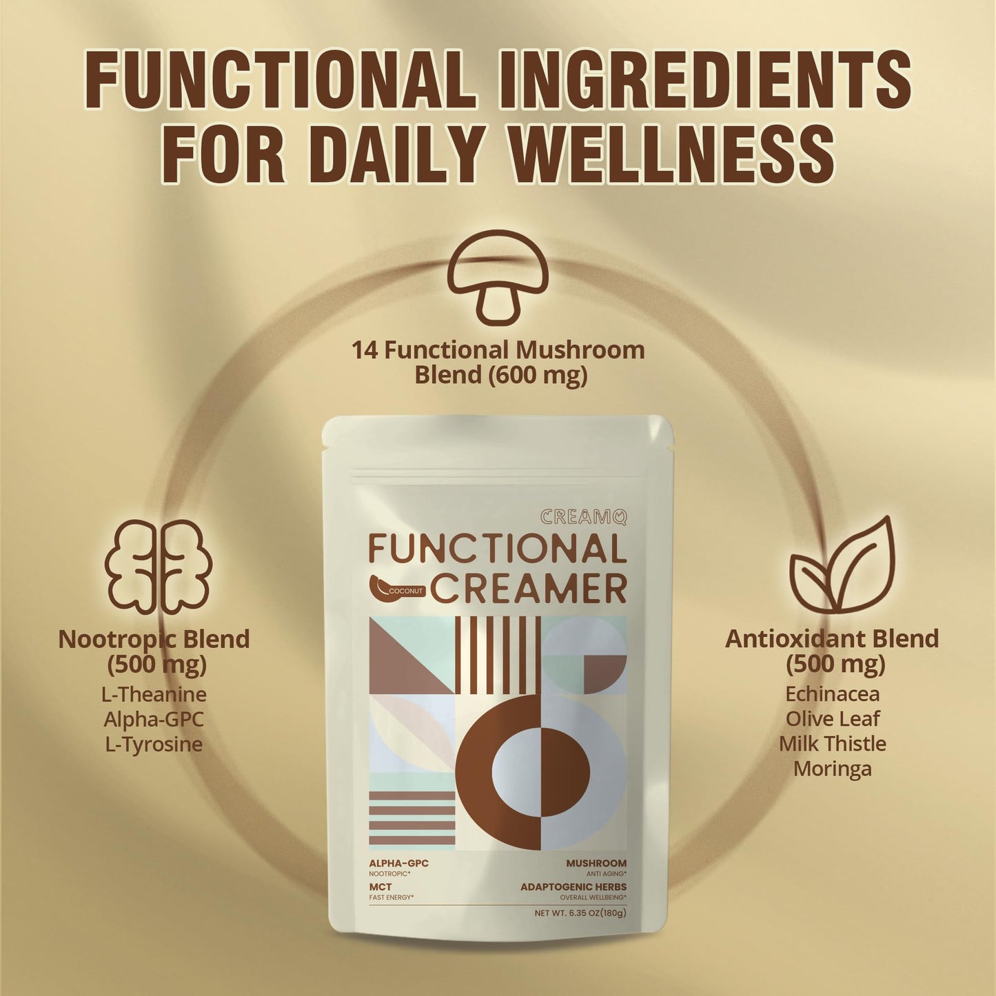 CreamQ Mushroom Coffee Creamer Powder 6.35oz