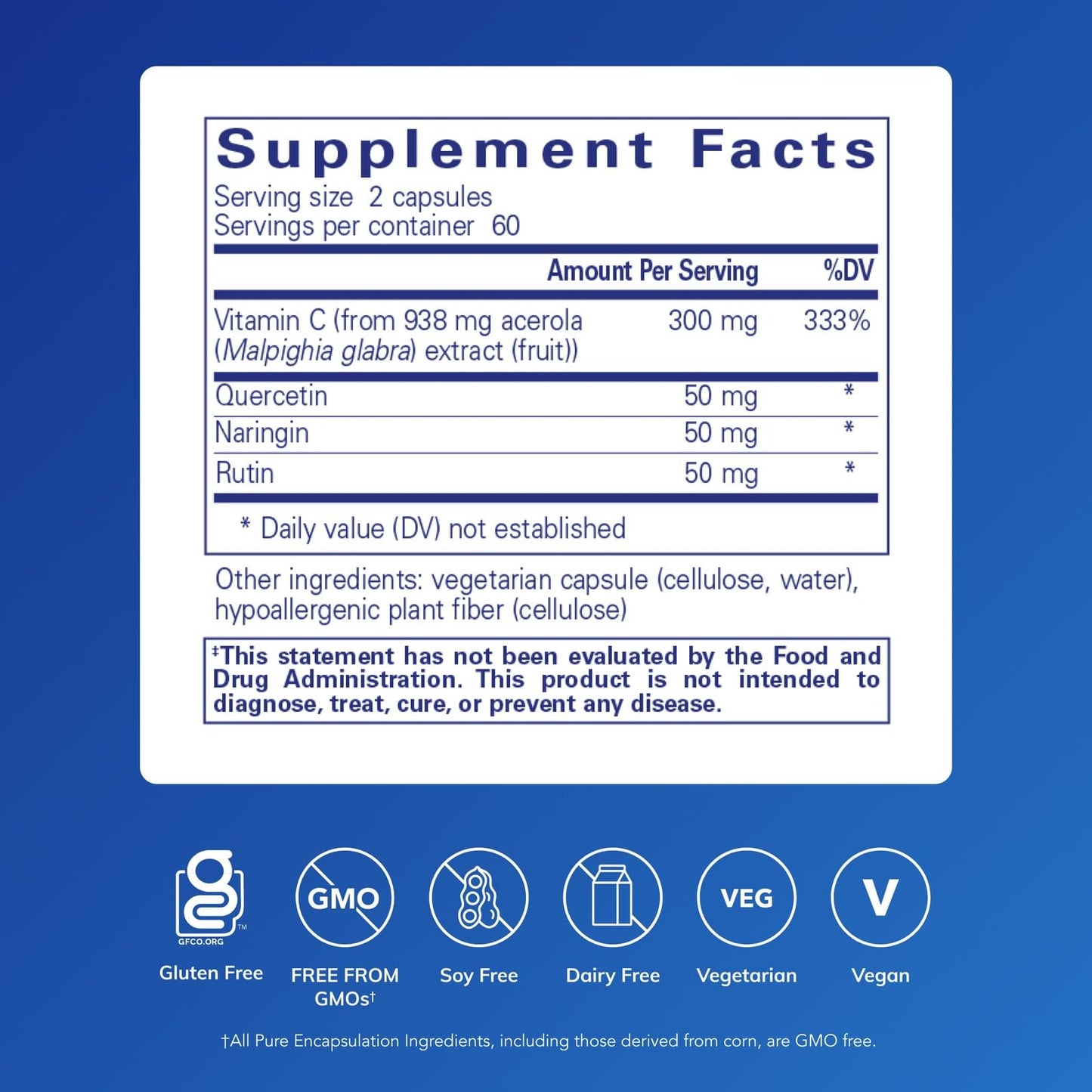 Pure Encapsulations Acerola/Flavonoid Vitamin C and Bioflavonoid Complex Capsules, 120 Count