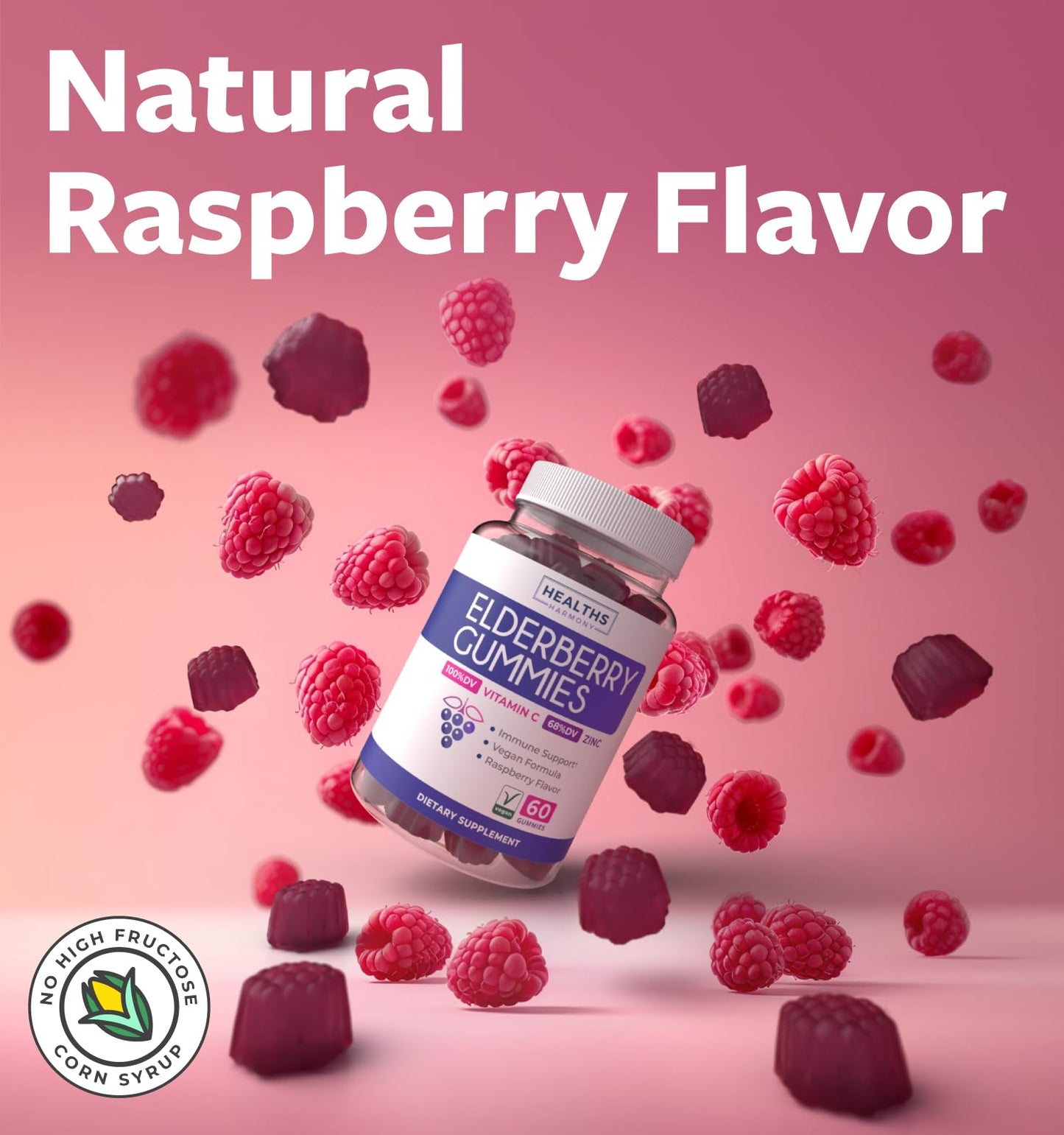Healths Harmony Vegan Sambucus Elderberry Gummy 60 Count