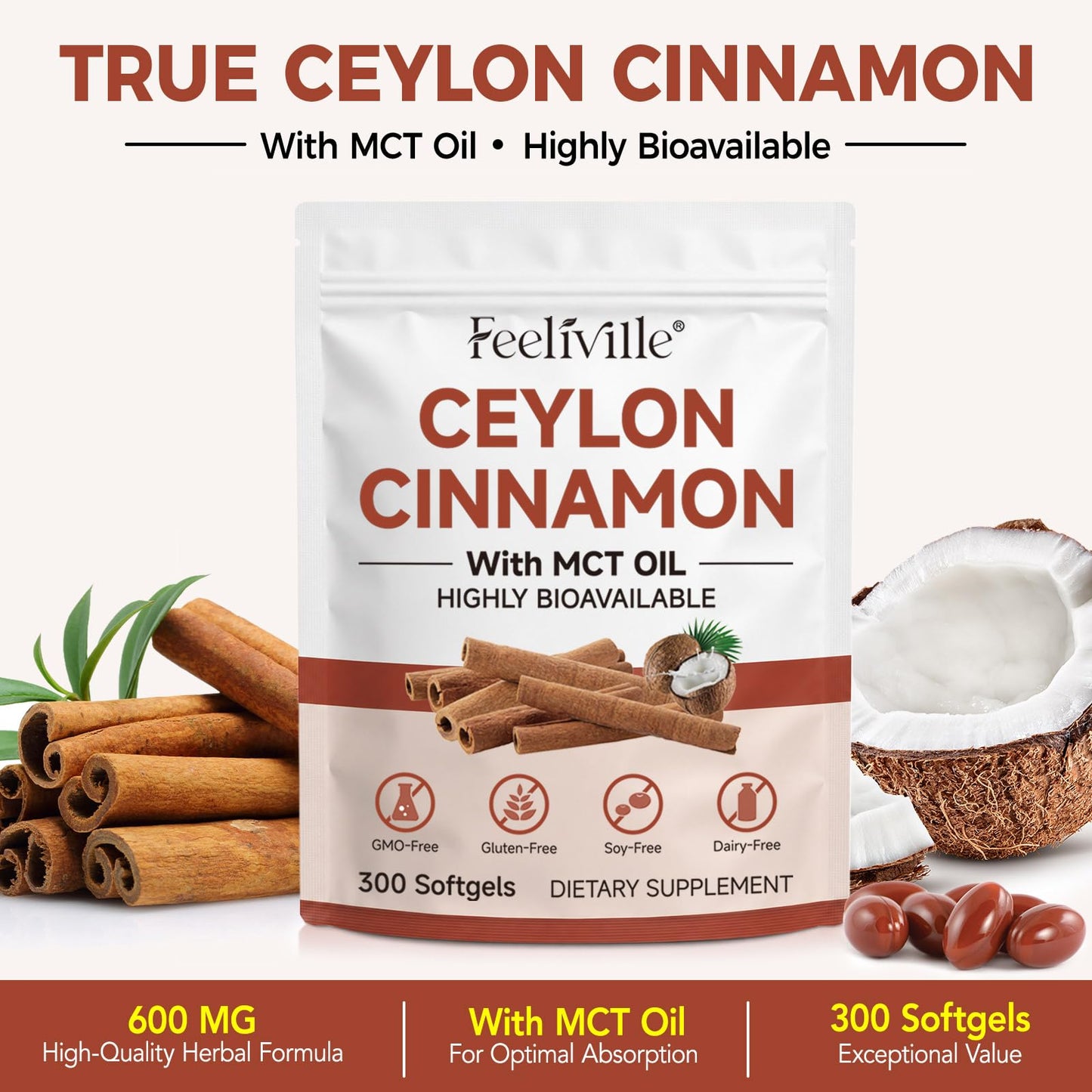 Nutre Forte Organic Ceylon Cinnamon Softgels 300-Count