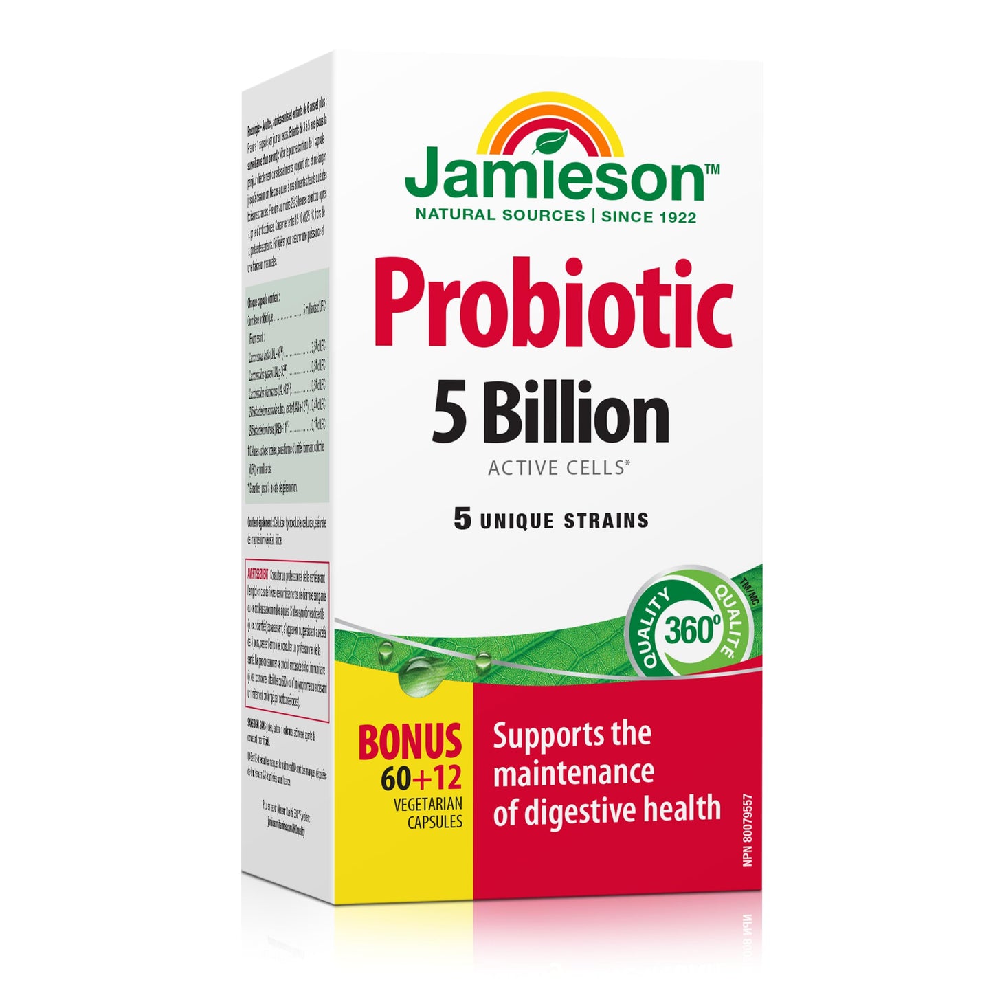 Jamieson Laboratories Probiotic 5 Billion Regular Strength Supplement Capsules 72 Count