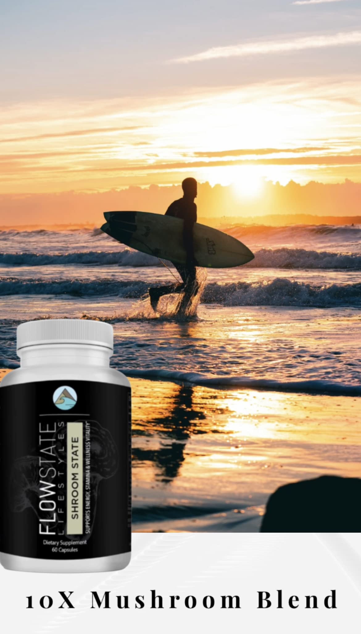 Flowstate Lifestyles Mushroom 10X Shroom State Nootropic Capsule, 60 Count
