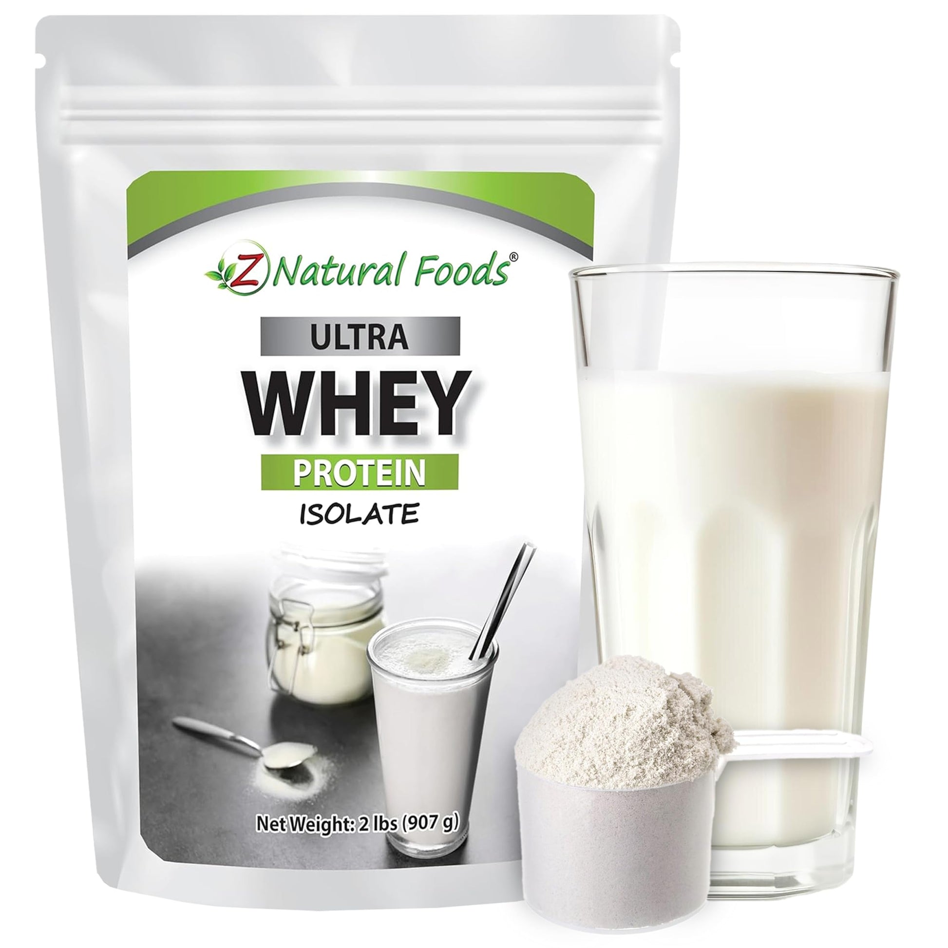 Z Natural Foods Ultra Whey Protein Isolate Powder, Unflavored, Unsweetened, 32 Servings