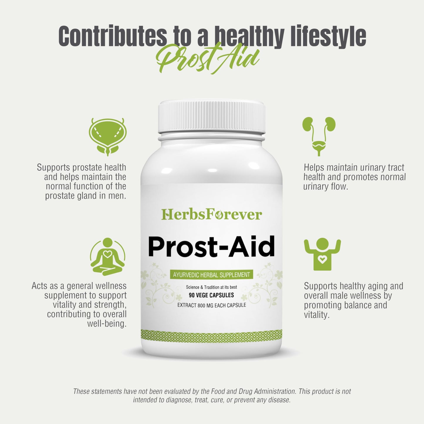 Herbsforever Prost-Aid Capsule Prostate Supplement Promotes Prostatic Health 90 Capsules