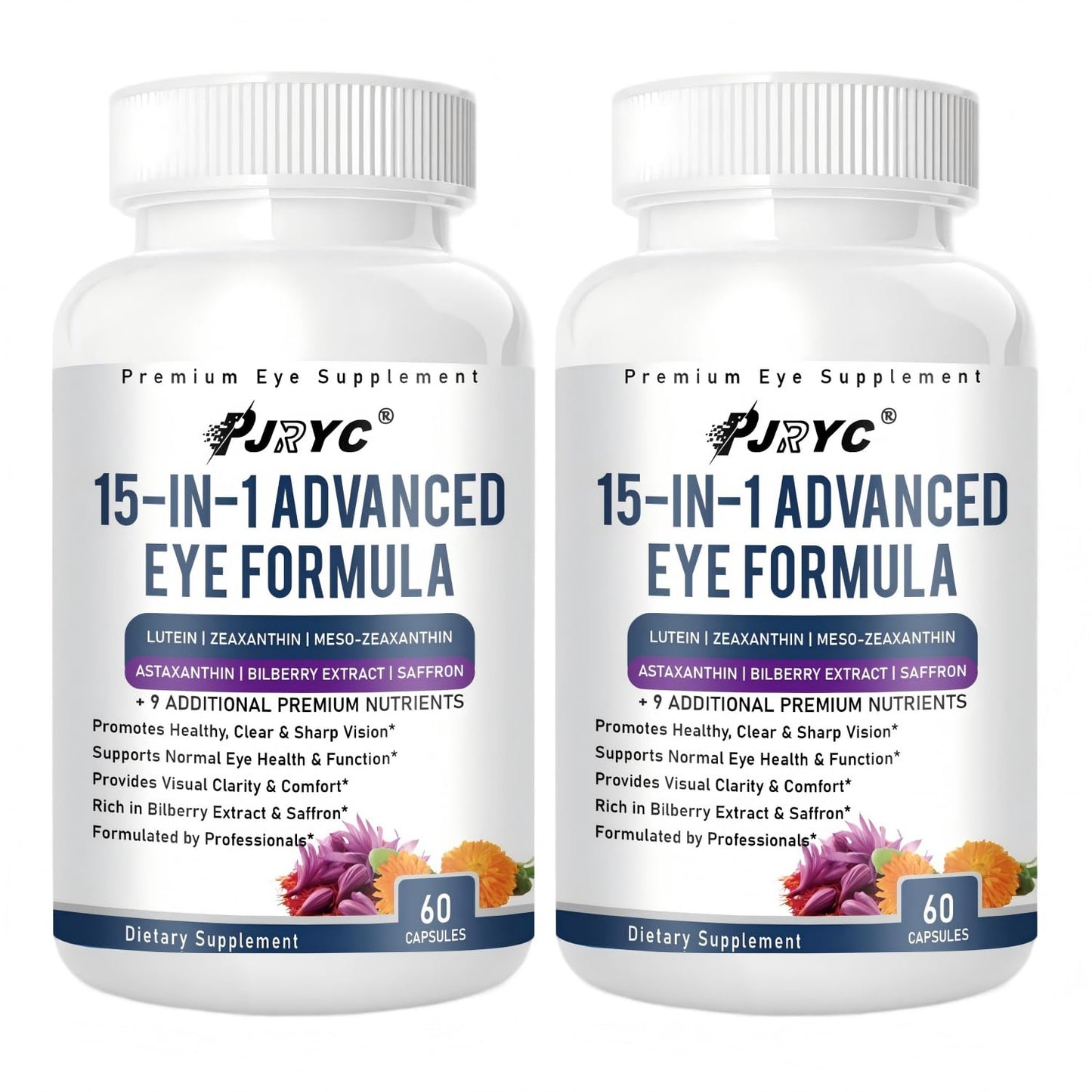 PJRYC Neurobella Eye Formula - VisioVance 15 in 1 Advanced Eye Formula with All 3 Carotenoids, Lutein & Zeaxanthin, Bilberry Extract and Saffron, Daily Visual Support Formula for Screen Use, 120 Capsules