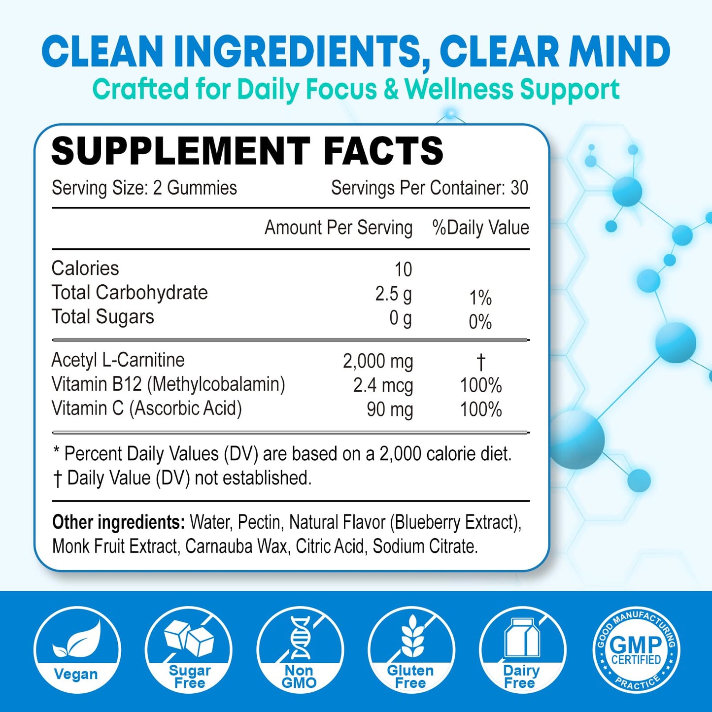Zetelixia Acetyl-L-Carnitine Gummies, 120 Count