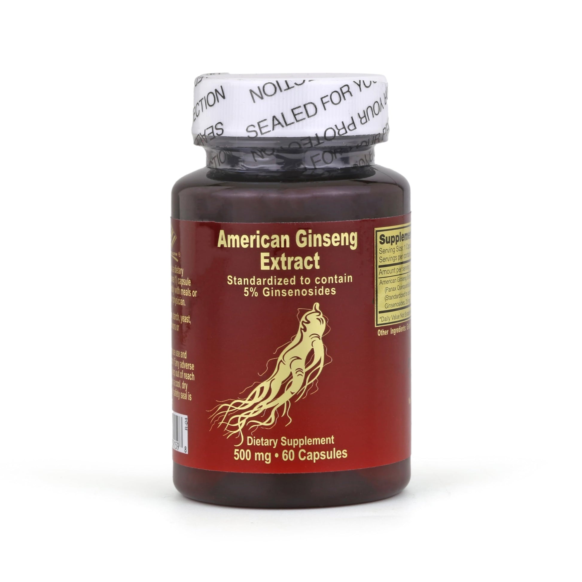 Nu-Health American Ginseng 500mg, 5% Ginsenosides, 60 Capsules