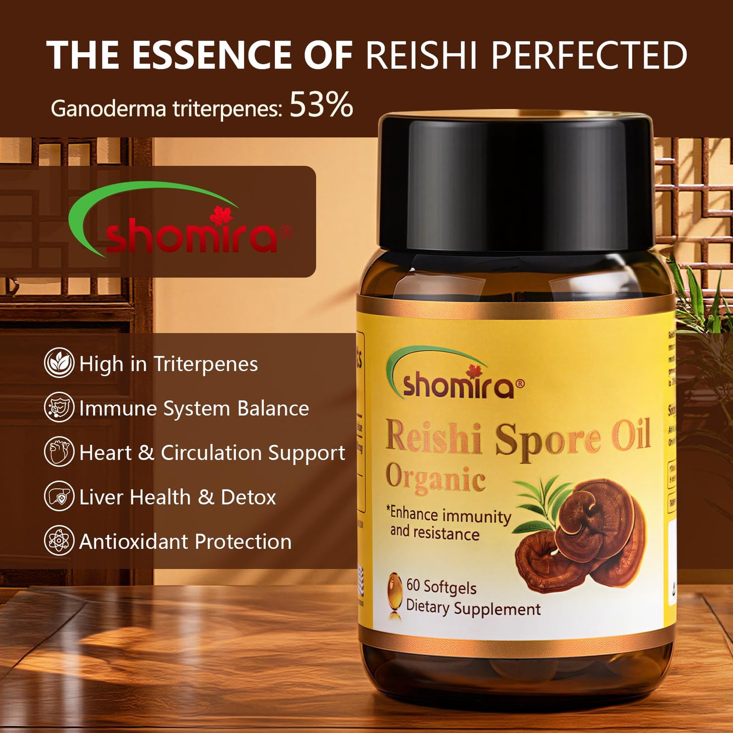 Shomira Organic Reishi Spore Oil Softgel, 60 Softgels