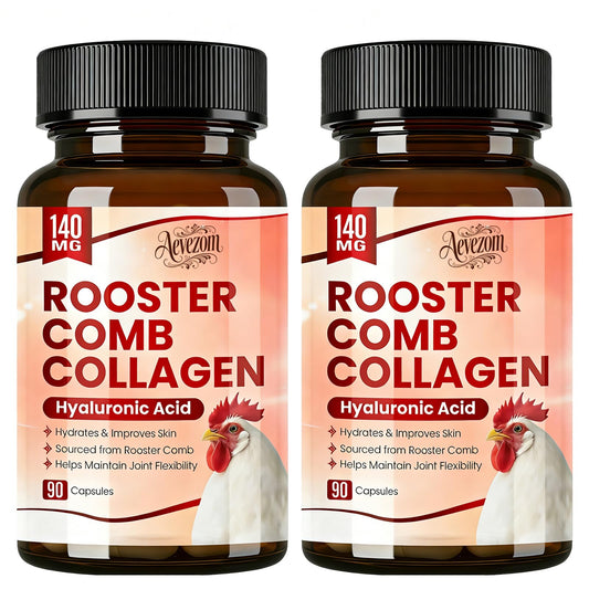 Aevezom Rooster Comb Collagen & Hyaluronic Acid Supplement, Rooster Comb Extract 140 mg, 90 Capsules