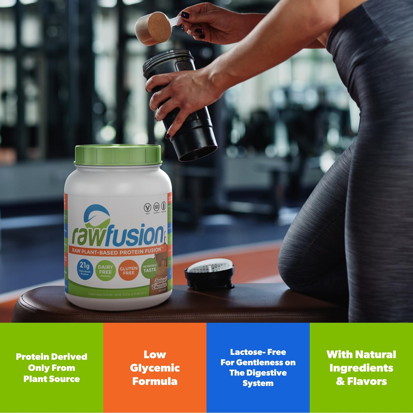 SAN Rawfusion Vegan Protein Powder, Natural Chocolate, 30 Servings, 2 lb