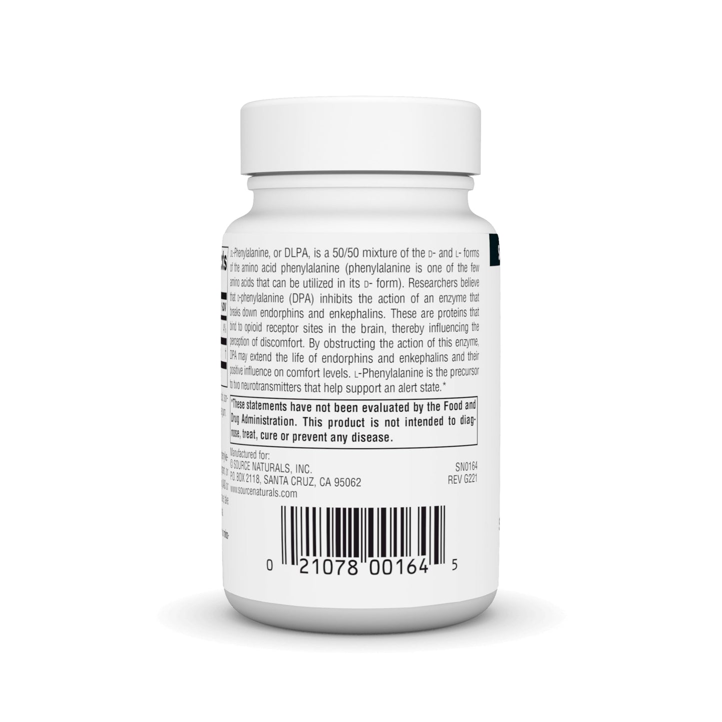 Source Naturals DLPA DL-Phenylalanine Supplement that Supports an Alert State* - 750 mg, 30 Tablets