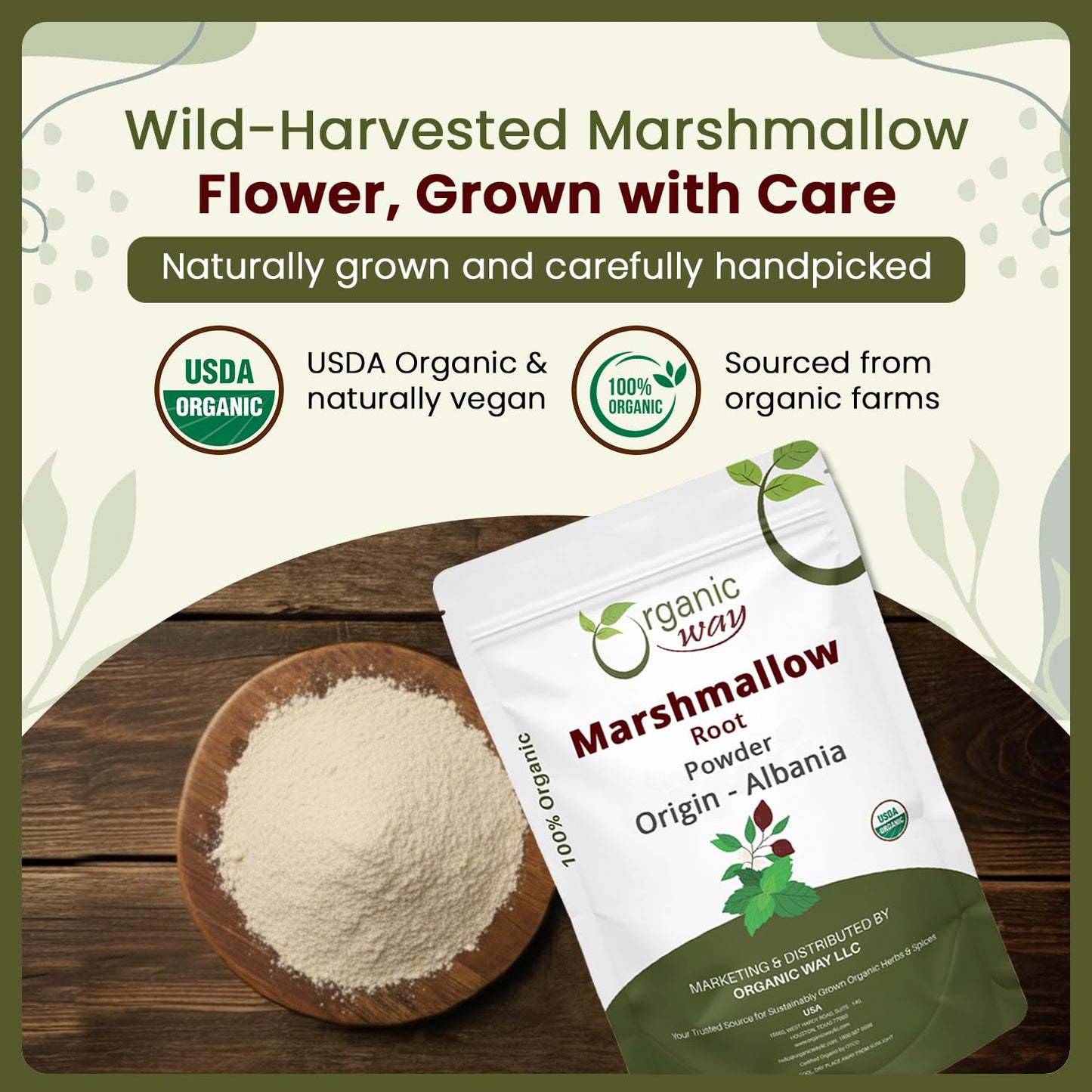 Organic Way Marshmallow Root Powder, 16 oz