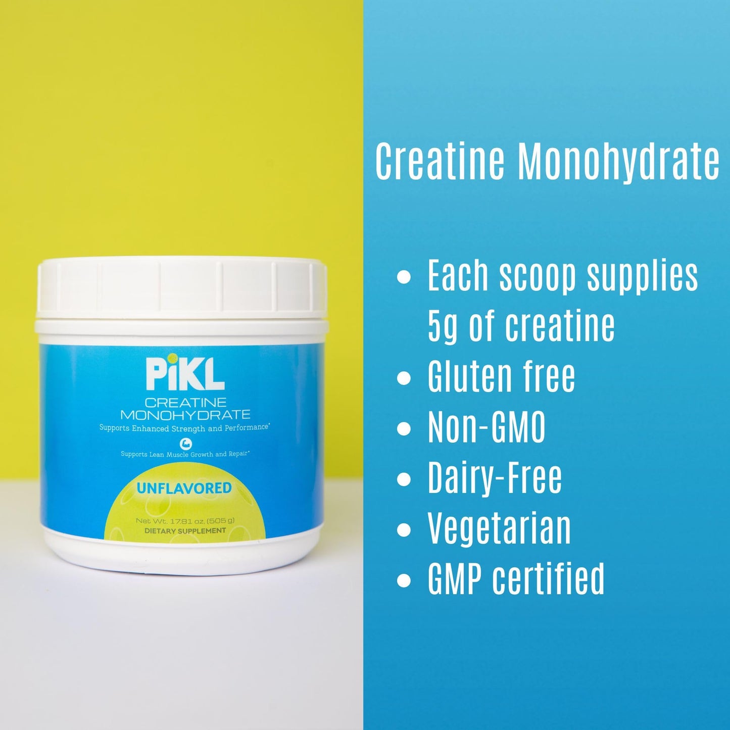 PiKL Creatine Monohydrate Powder, 1.11 lb
