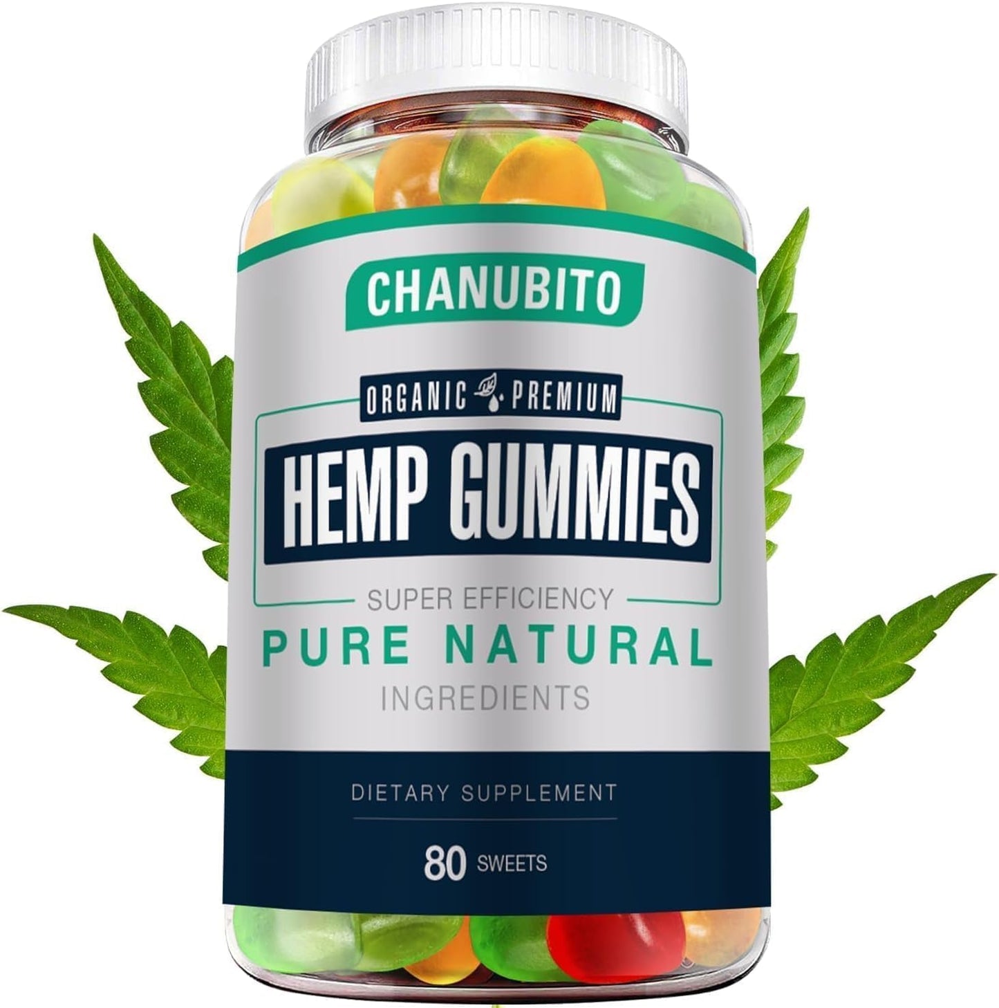 CHANUBITO Hemp Gummies for Pain Sleep Anxiety, Gummy, 80 Count