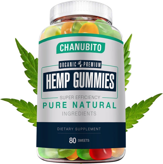 CHANUBITO Hemp Gummies for Pain Sleep Anxiety, Gummy, 80 Count
