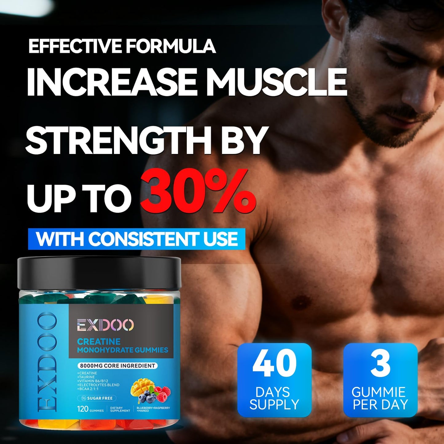 Exdoo Creatine Monohydrate Gummies 120 Count