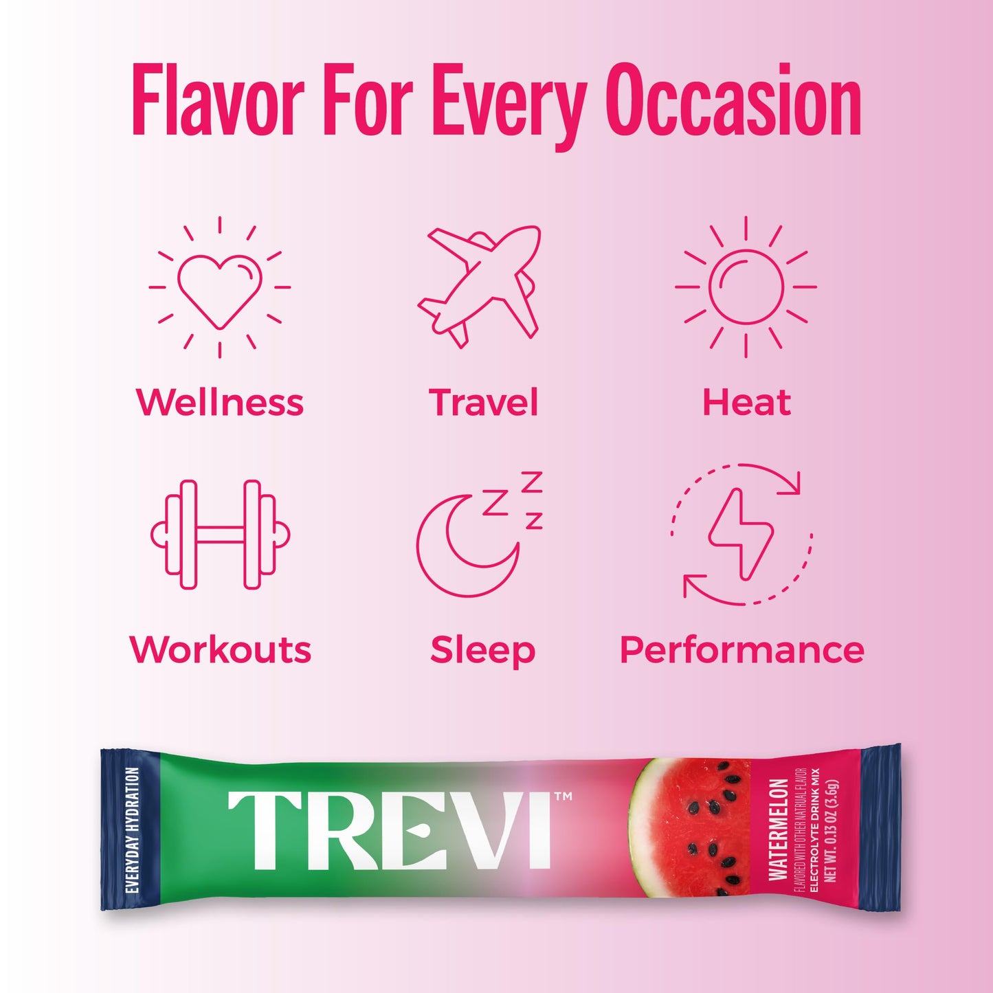 TREVI Electrolytes Powder Packets Watermelon Sugar Free Hydration, 20 Servings