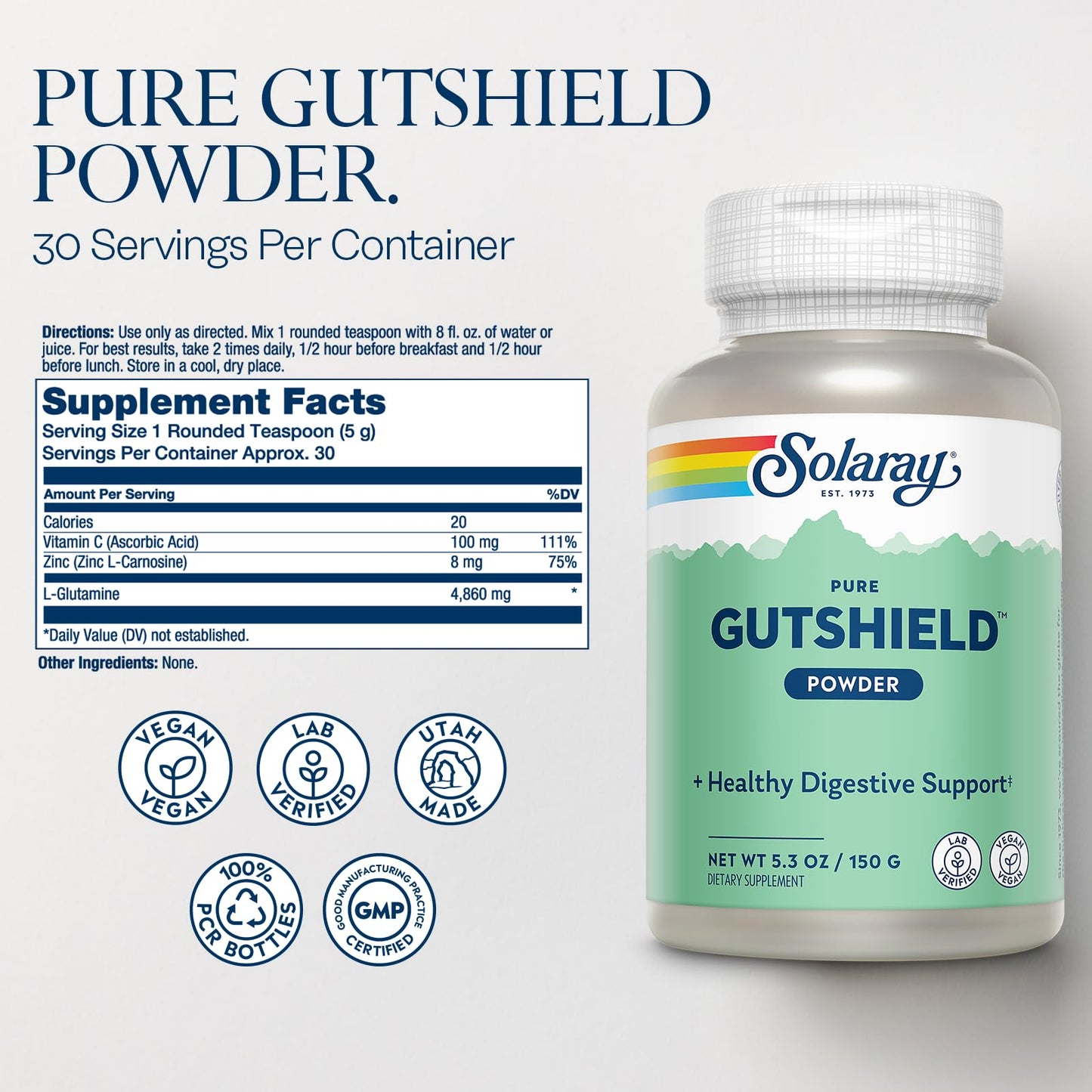 SOLARAY GutShield Powder 5.29 Ounce