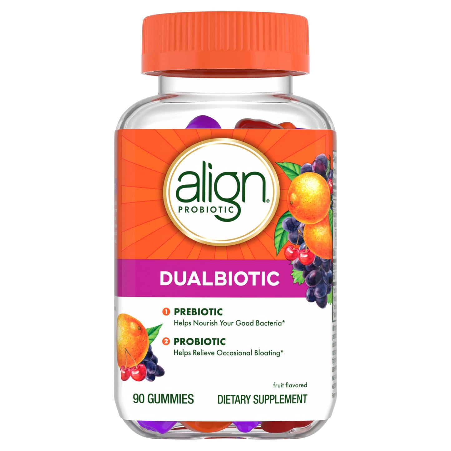 Align Dualbiotic, Prebiotics and Probiotics for Women and Men Gummies, 90 Count