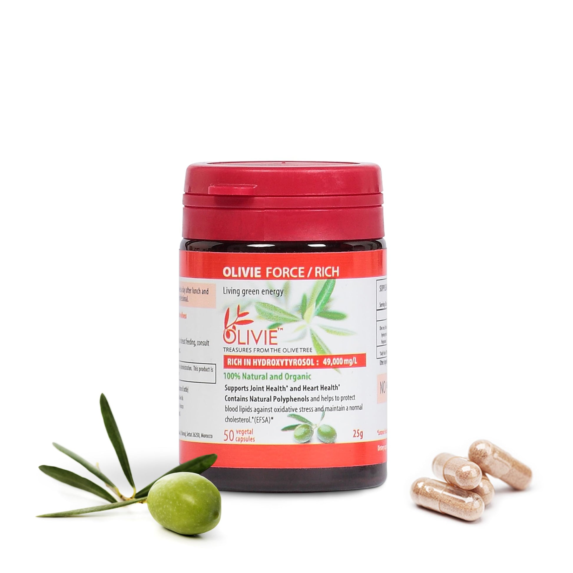 OLIVIE LES BIENFAITS DE L'OLIVIER Olivie Force/Rich Olive Leaf & Fruit Antioxidant Supplement Capsules 50