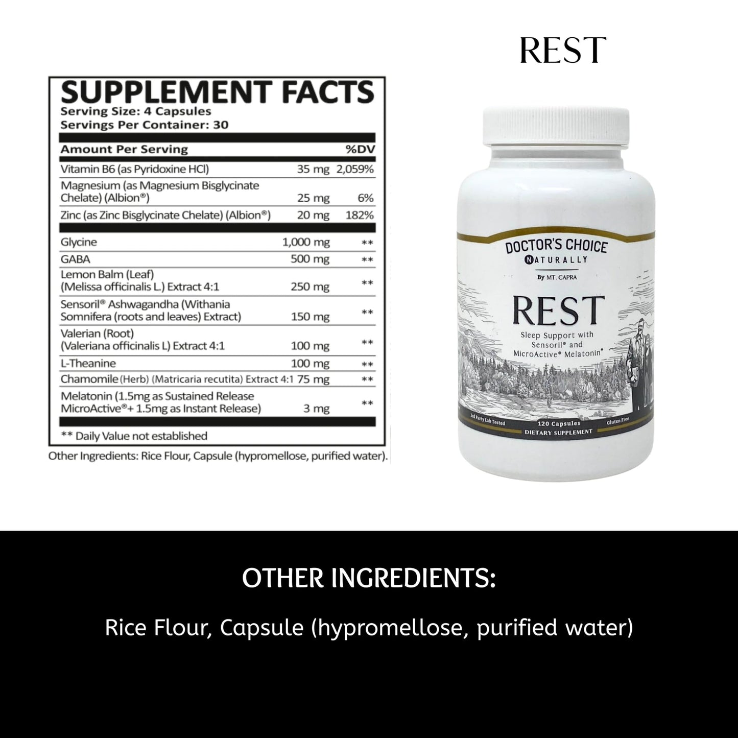 Mt. Capra Rest Capsules 120 Count