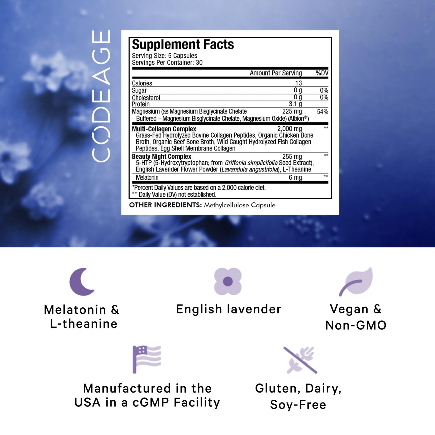 Codeage Multi Collagen Protein Beauty Night Capsules 150 Count