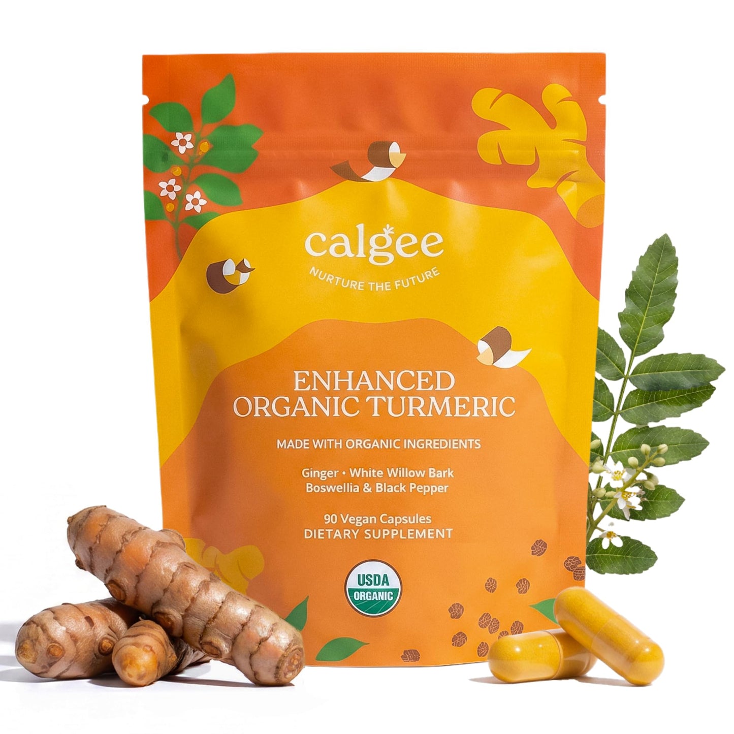 Calgee Organic Turmeric Curcumin Supplement Capsule 90 Count