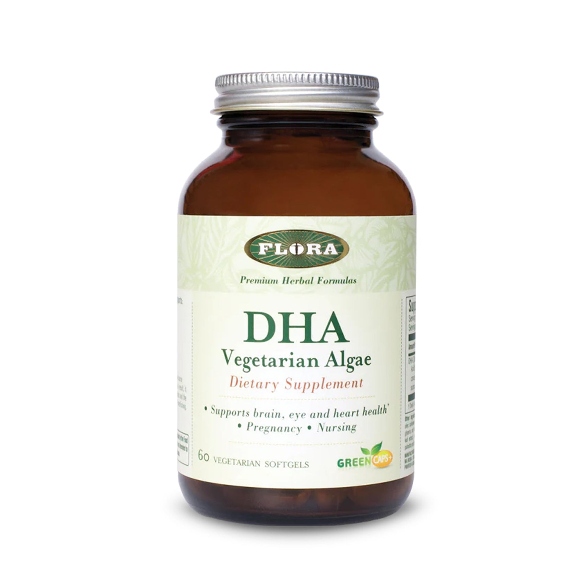 Flora DHA Vegetarian Algae GreenCaps Plus Softgels, 60 Count