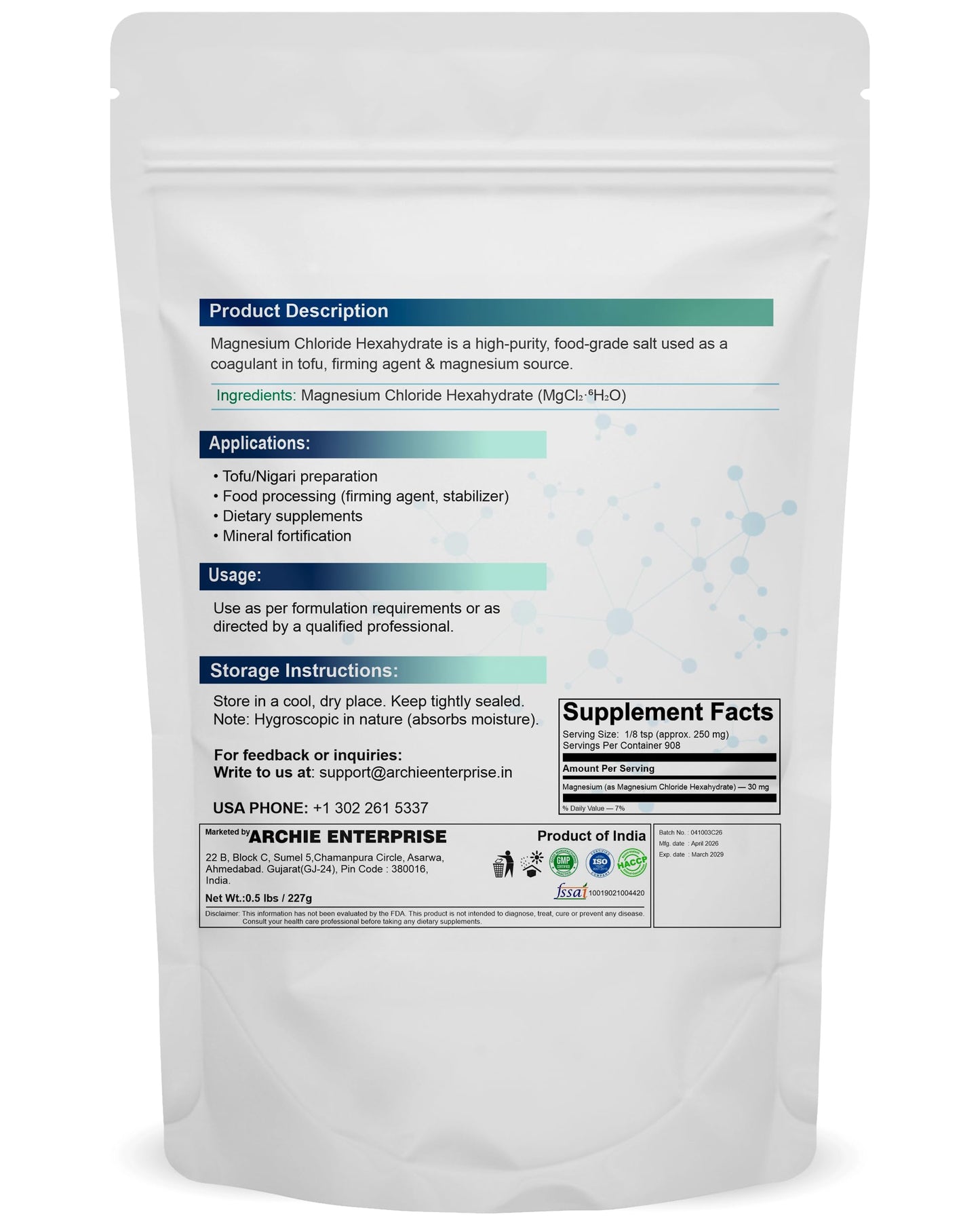 mGanna Magnesium Chloride Powder 8 Ounce