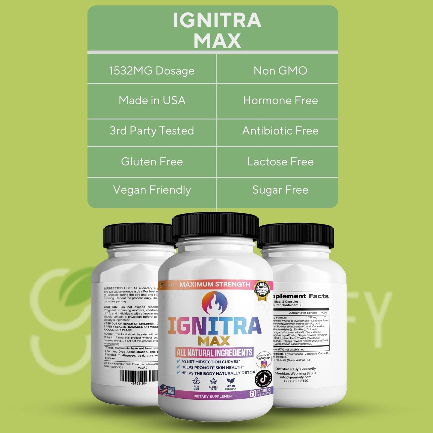 GREENVIFY Ignitra Max Dietary Supplement, 60 Capsules
